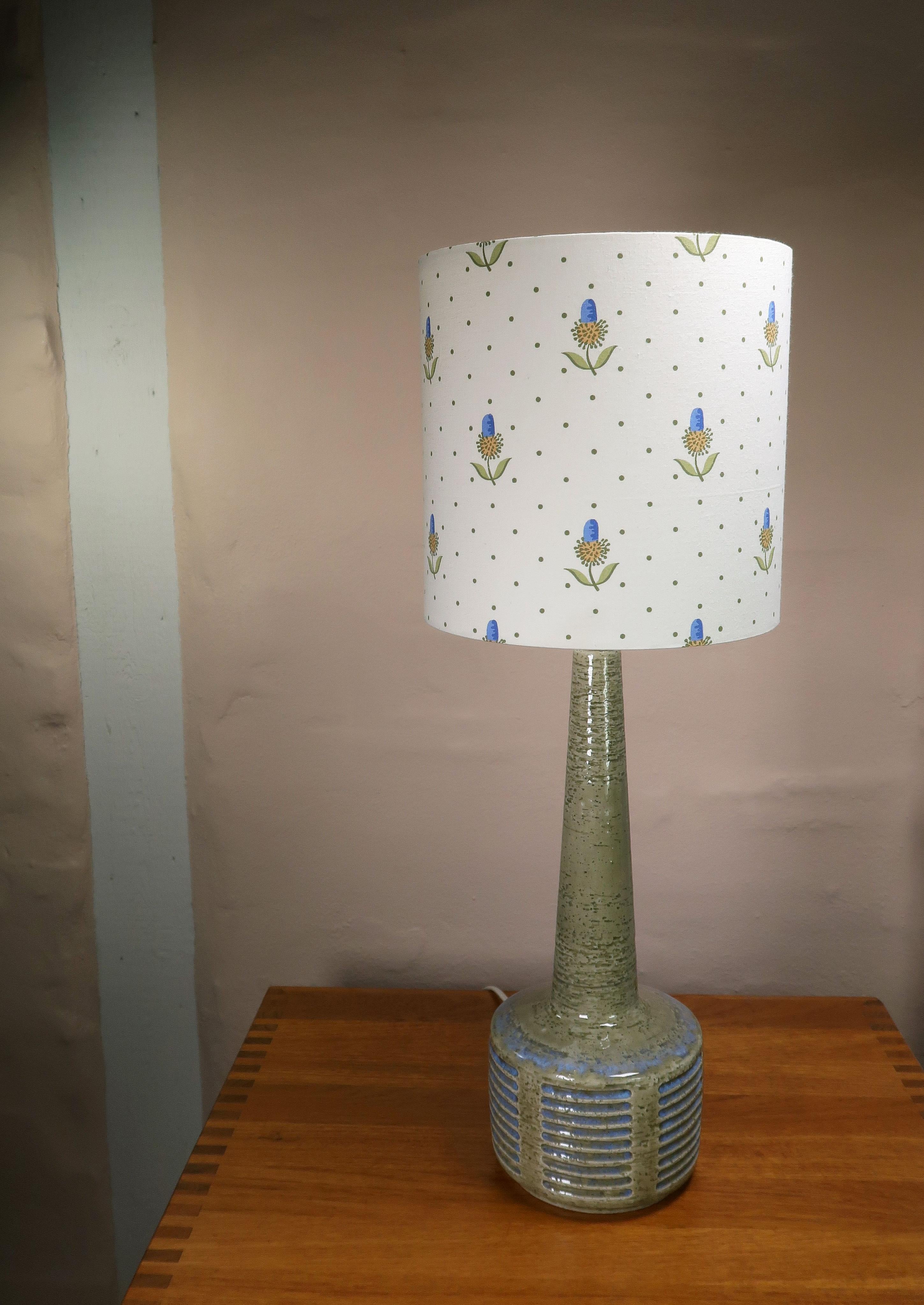 Hand-Crafted Danish Palshus Vintage Midcentury Olive, Blue Lamp by Linnemann-Schmidt, 1960s