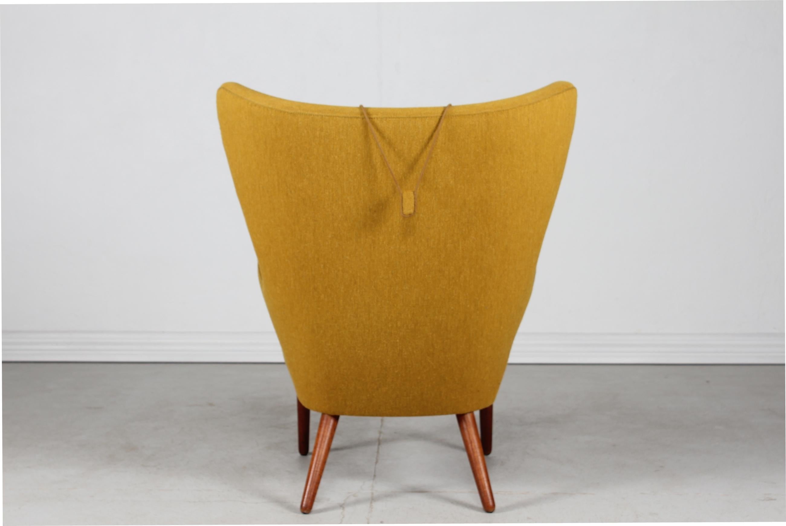 Danish Papa Bear Chair of Teak and Warm Yellow Wool, 1950s For Sale 3