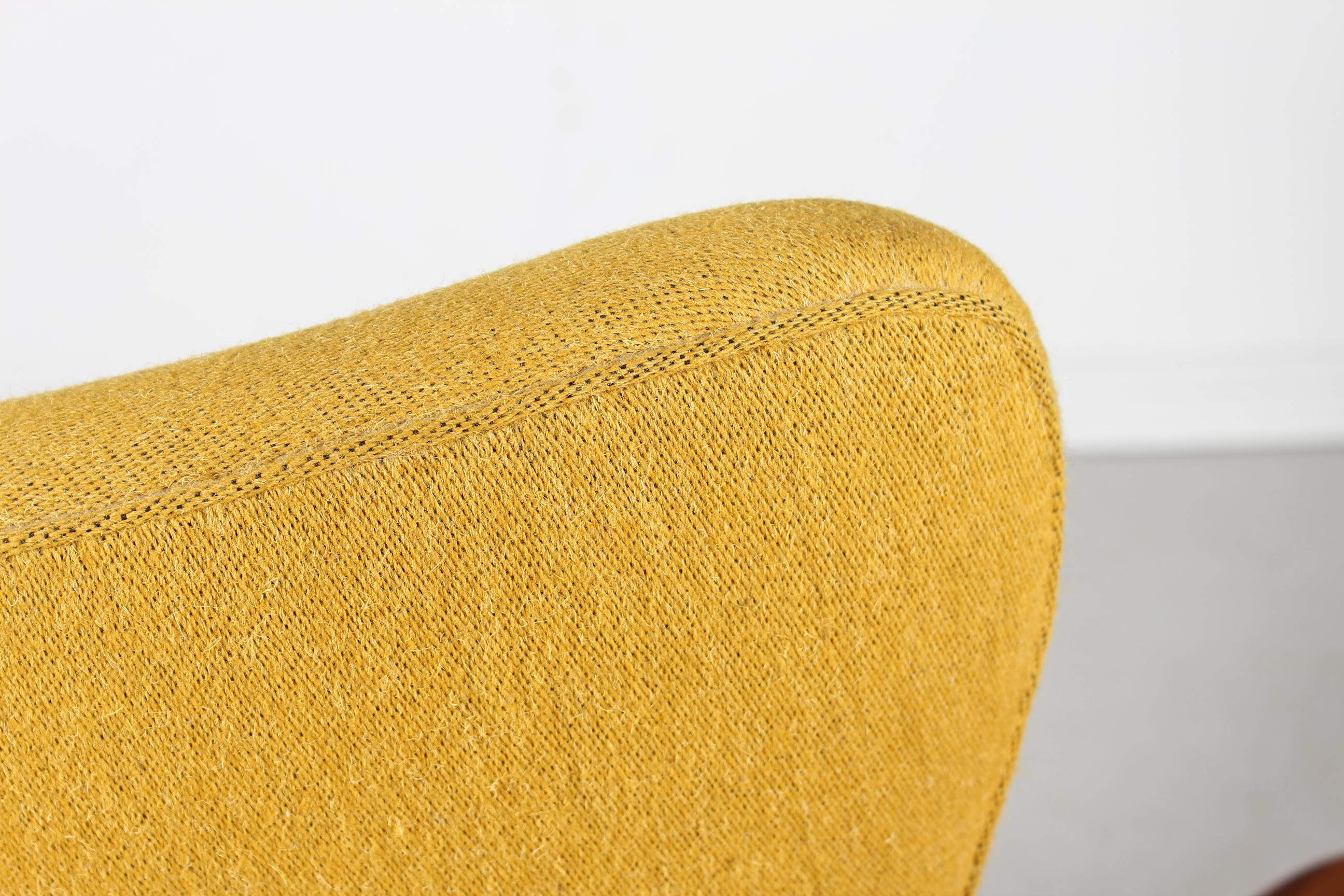 Mid-Century Modern Danish Papa Bear Chair of Teak and Warm Yellow Wool, 1950s For Sale