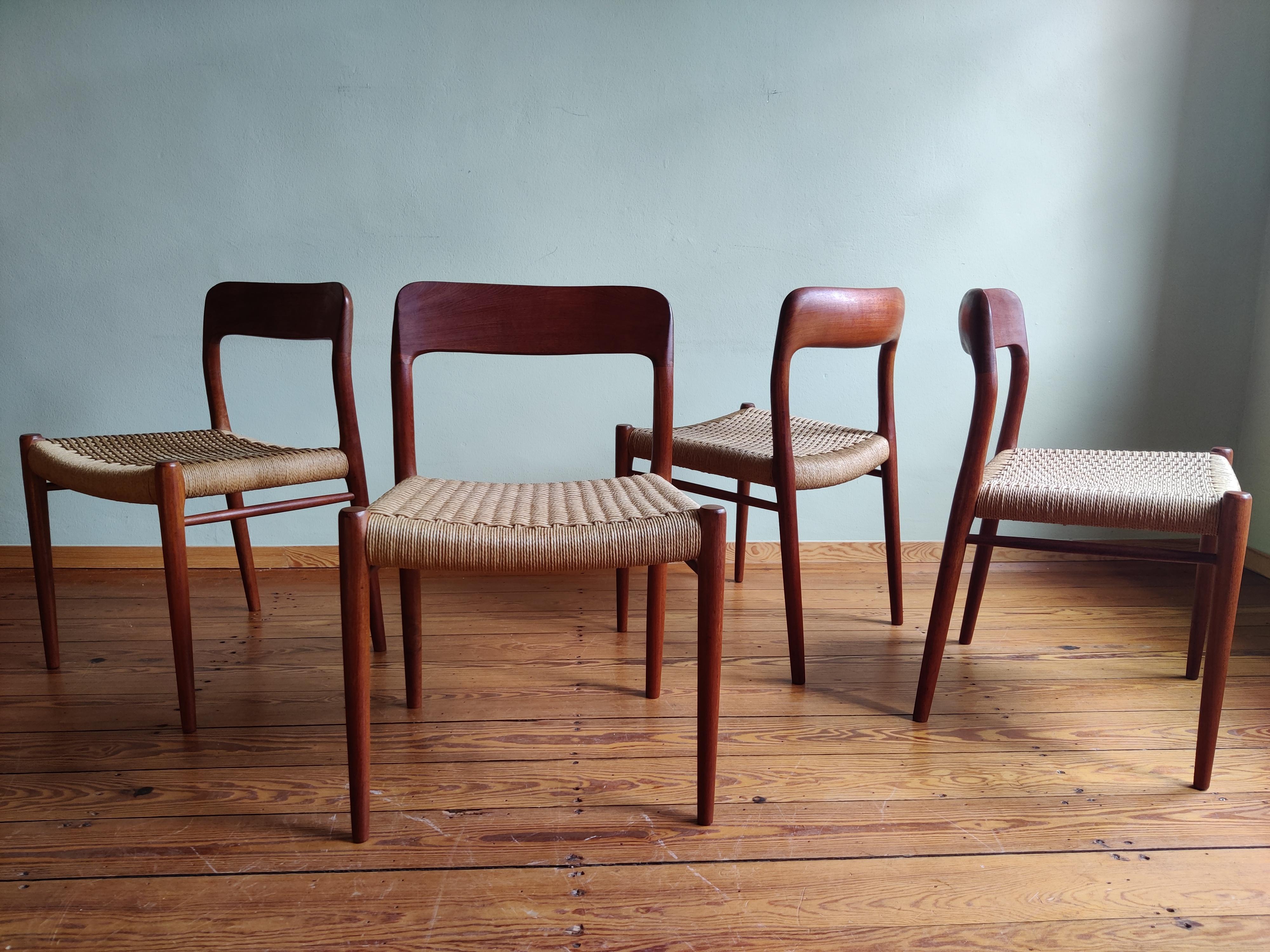 Danish Papercord Dining Chairs by Niels Otto Mølller, Set of 4 For Sale 14