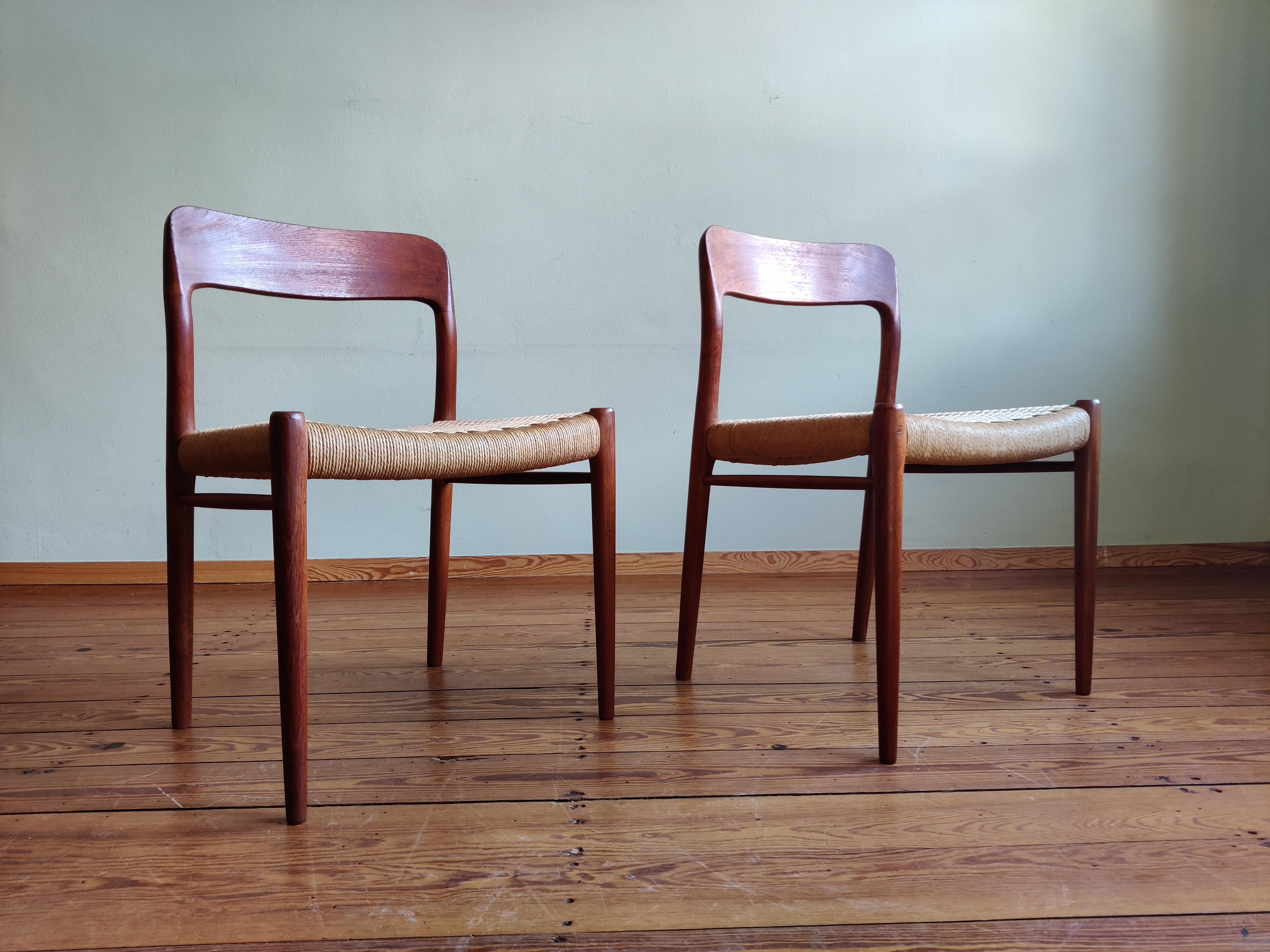 Mid-Century Modern Danish Papercord Dining Chairs by Niels Otto Mølller, Set of 4 For Sale