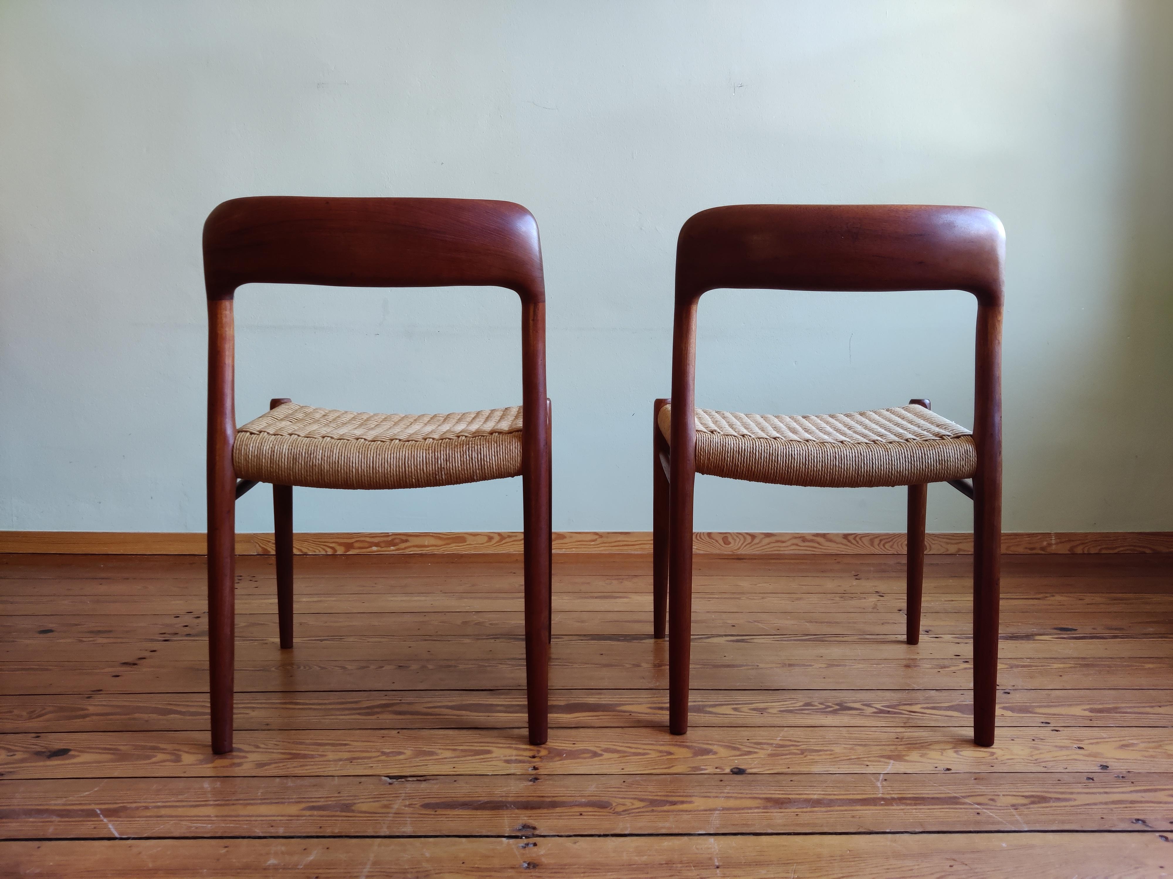 Danish Papercord Dining Chairs by Niels Otto Mølller, Set of 4 For Sale 1