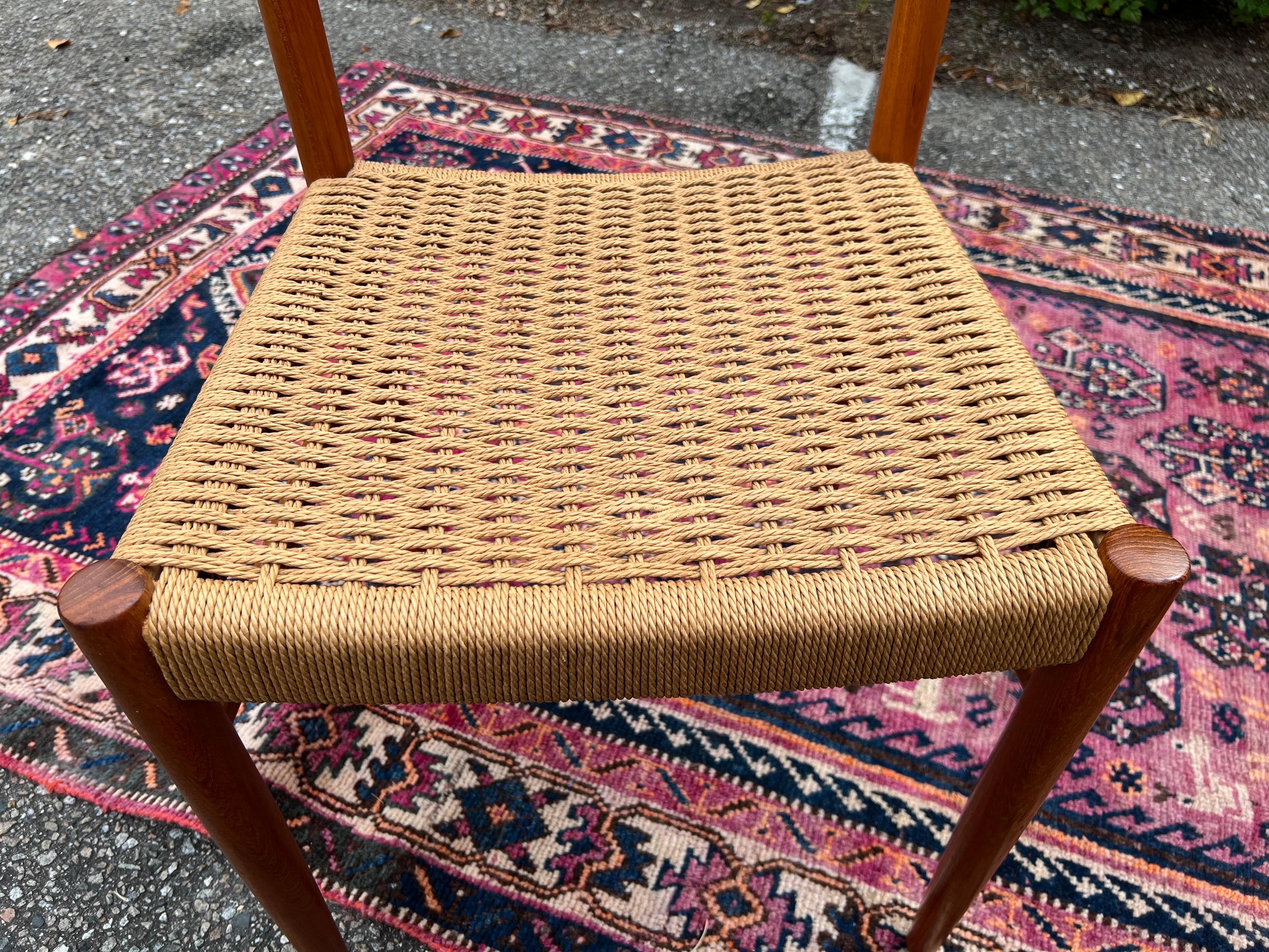 Danish Papercord side Chair by Am Mobler For Sale 11