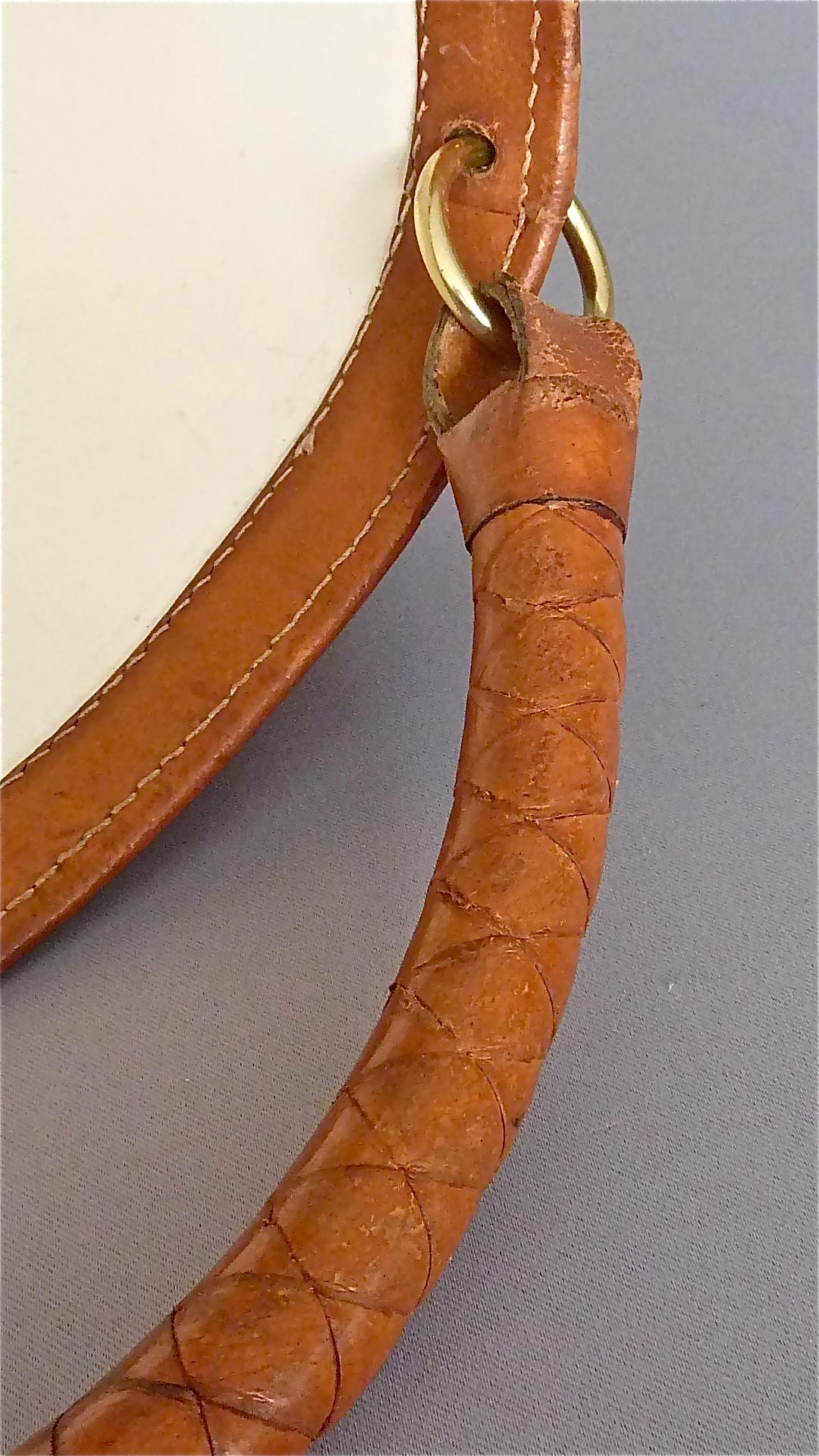 Danish Patinated Leather Brass Paper Basket Bin by Illums Bolighus, Auböck Style 4