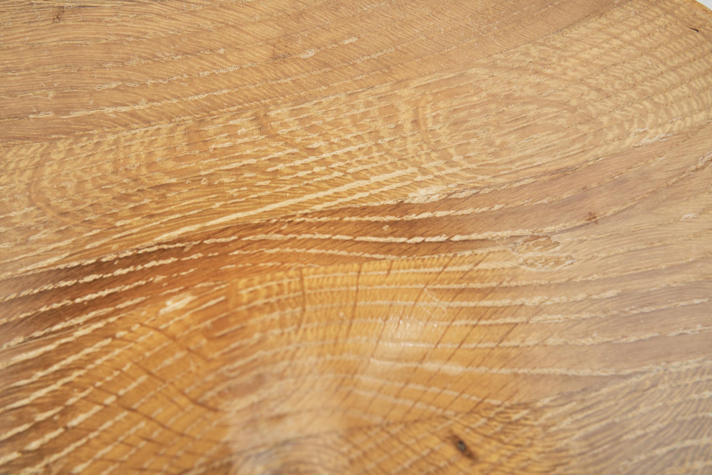 Danish Patinated Oak Tripod Stool, Denmark, ca 1940s For Sale 5