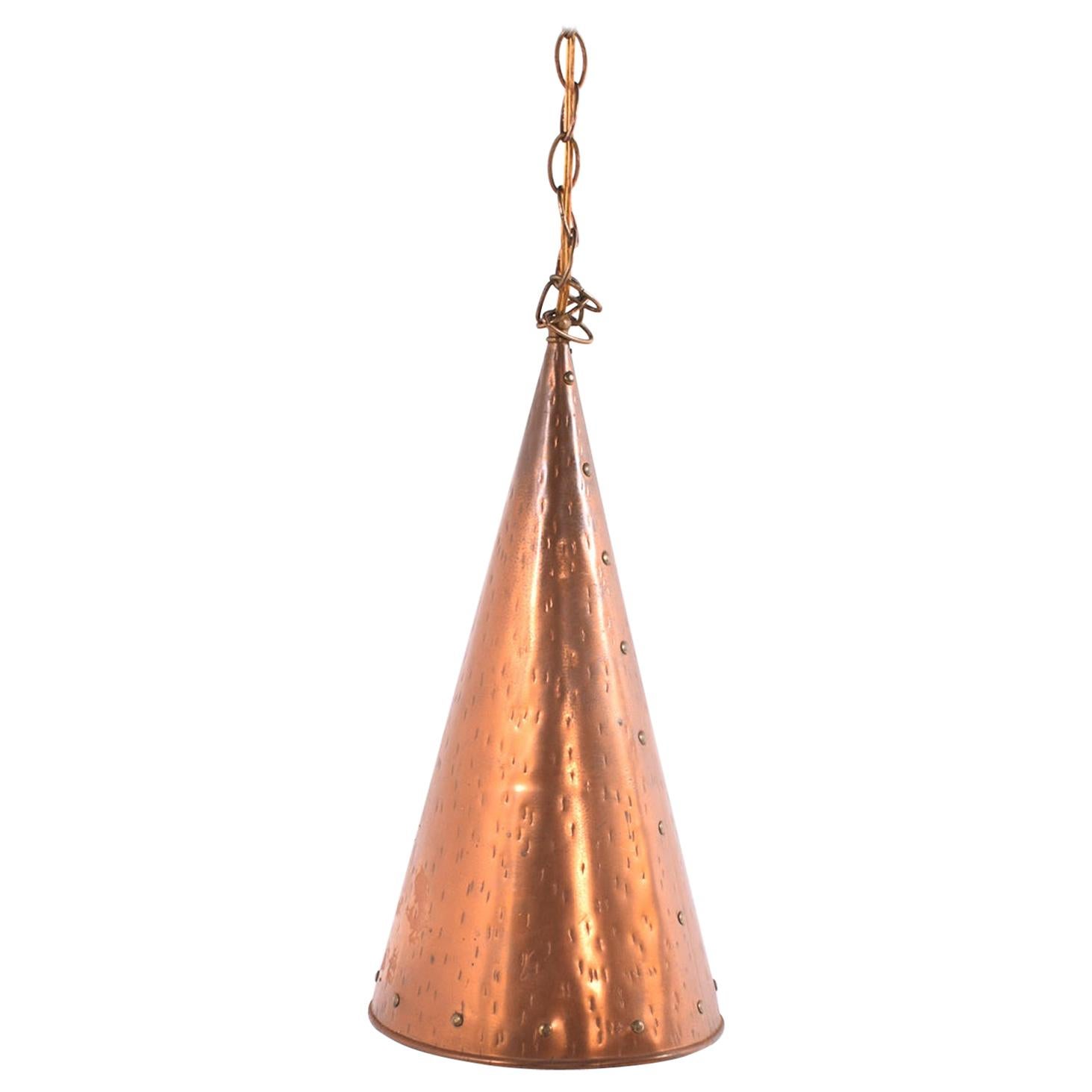 Danish Pendant Lamp in Hand-Hammered Copper by E.S Horn Aalestrup, 1950s For Sale