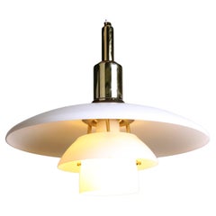 Danish pendant lamp in opalized glass and brass, model PH 3/2 by Poul Henningsen