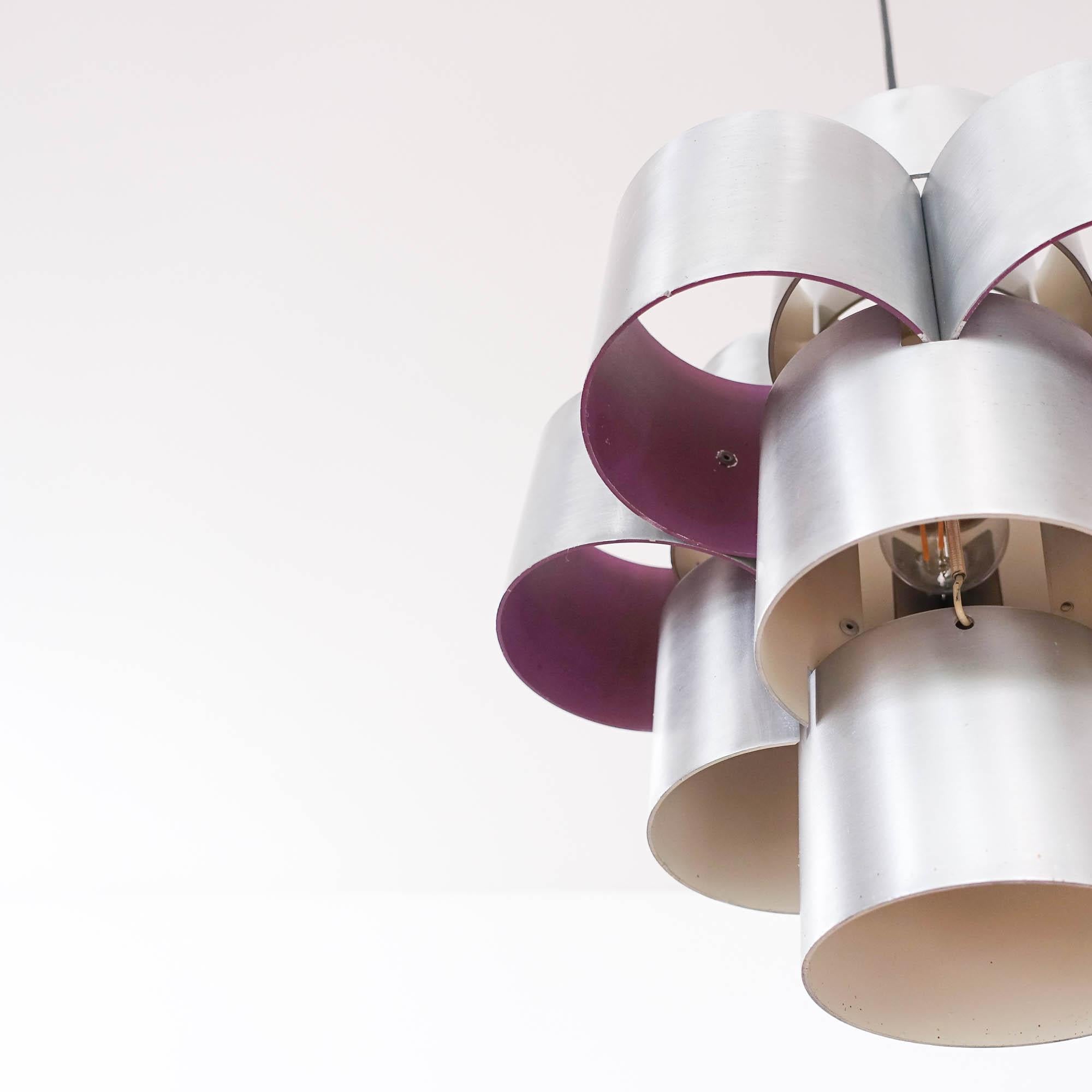 Aluminum Danish Pendant Lamp in the Style of Werner Schou, 1960s