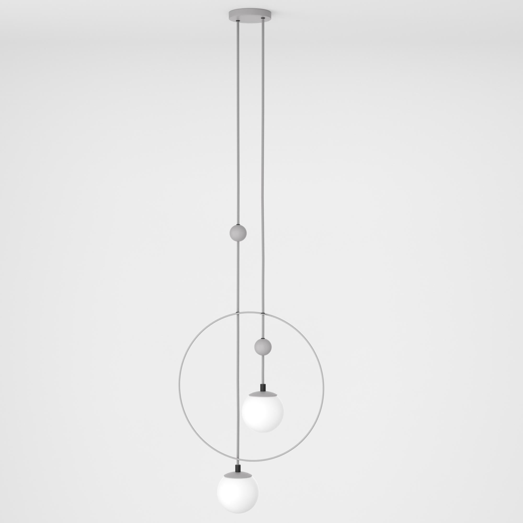 Danish Pendant Lamp, Modern Steel Lighting, Glass Sphere Edition For Sale 4