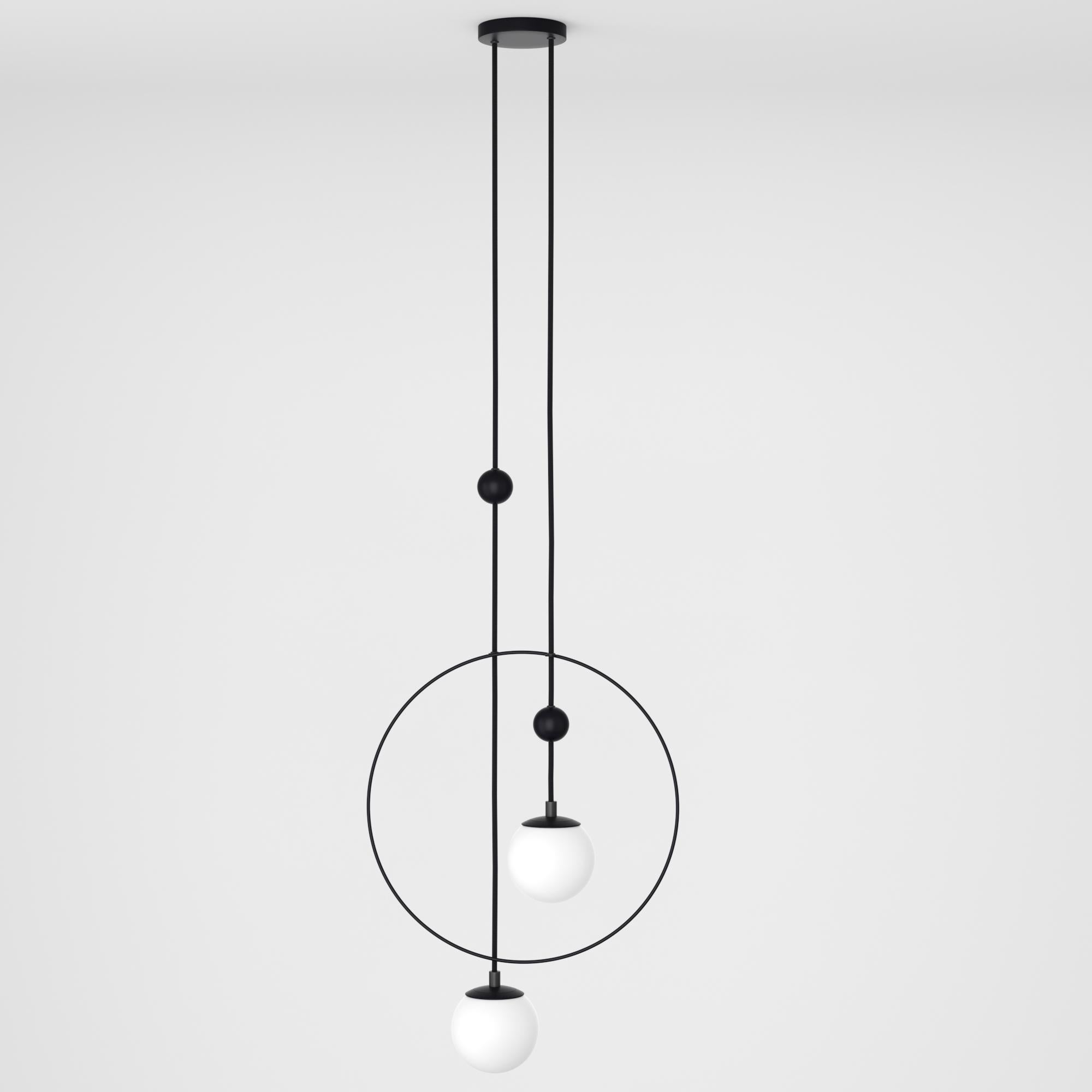 Danish Pendant Lamp, Modern Steel Lighting, Glass Sphere Edition For Sale 5