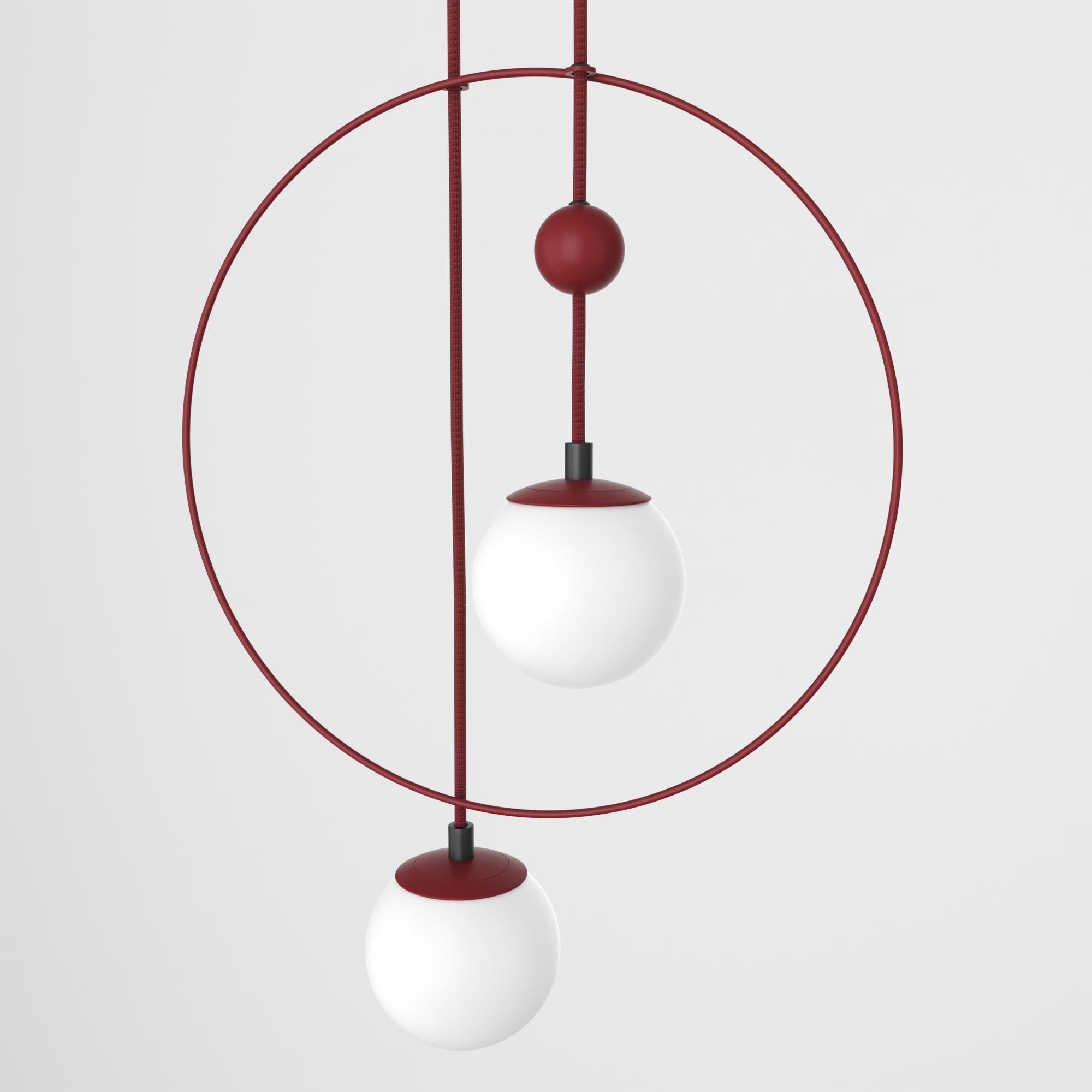 Ukrainian Danish Pendant Lamp, Modern Steel Lighting, Glass Sphere Edition For Sale