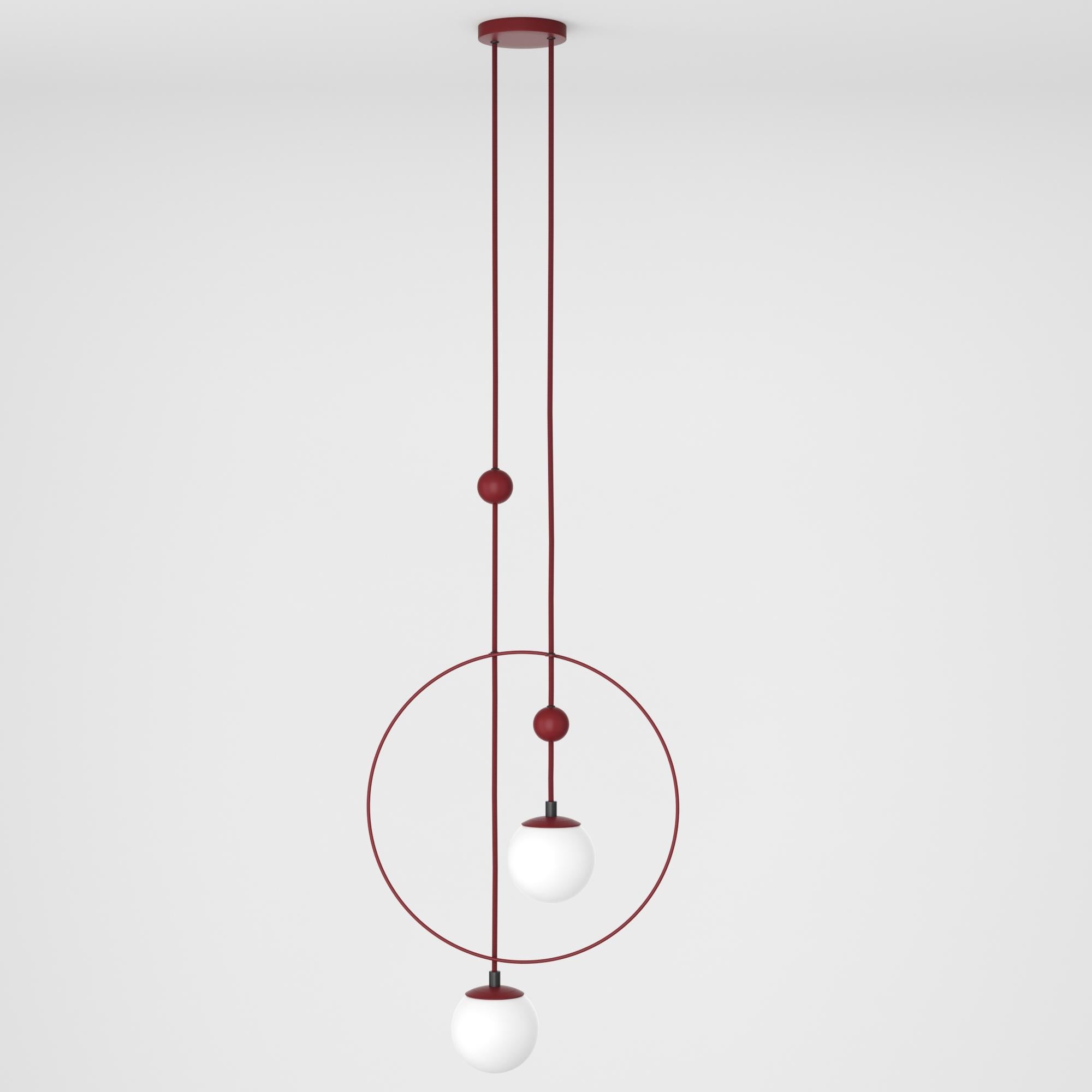 Hand-Crafted Danish Pendant Lamp, Modern Steel Lighting, Glass Sphere Edition For Sale