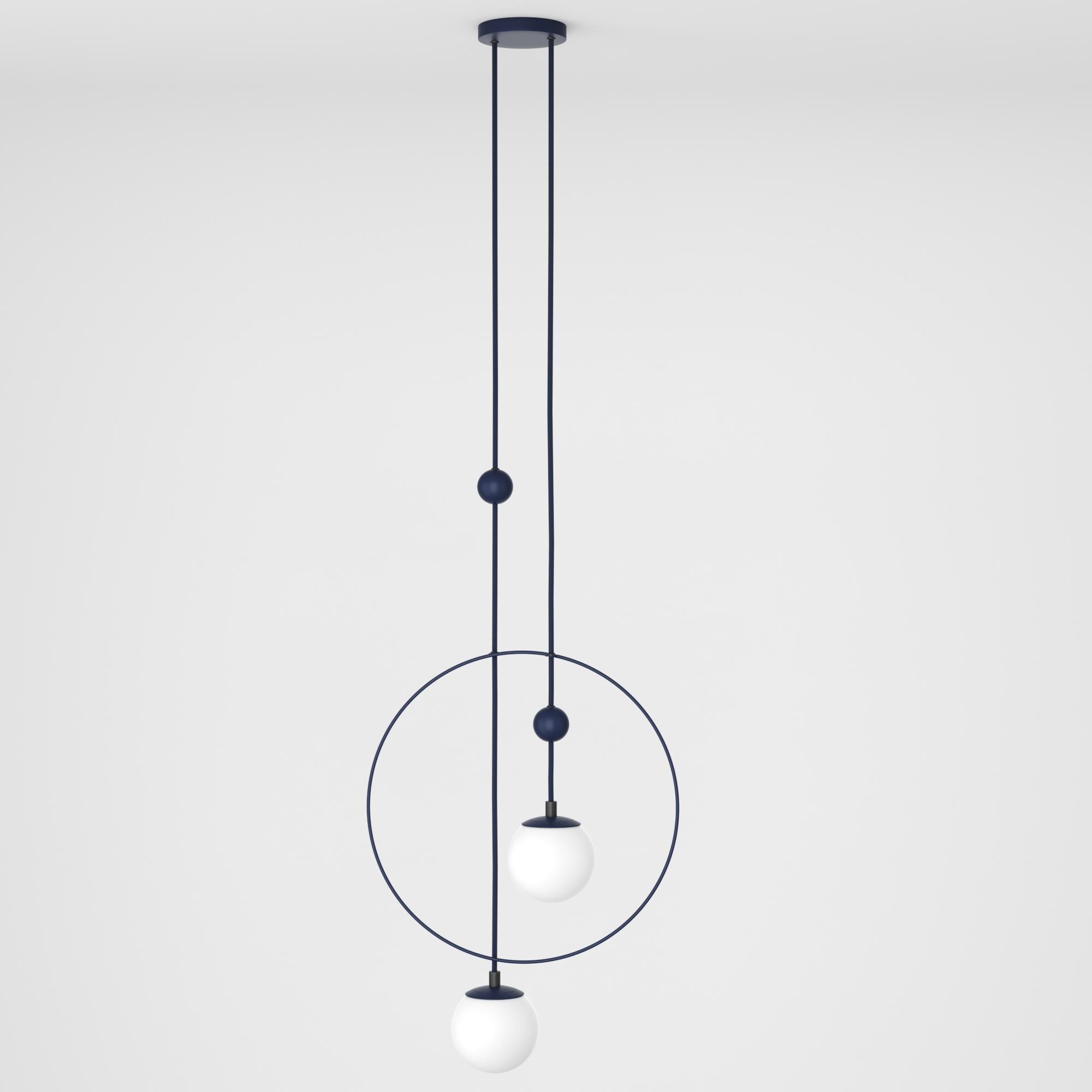 Contemporary Danish Pendant Lamp, Modern Steel Lighting, Glass Sphere Edition For Sale