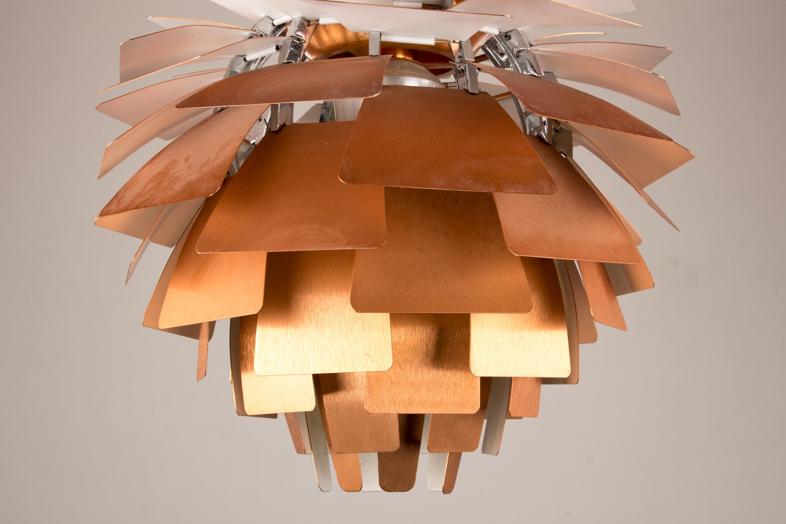 Contemporary Danish pendant light called PH “Artichoke” in copper metal by Poul Henningsen.