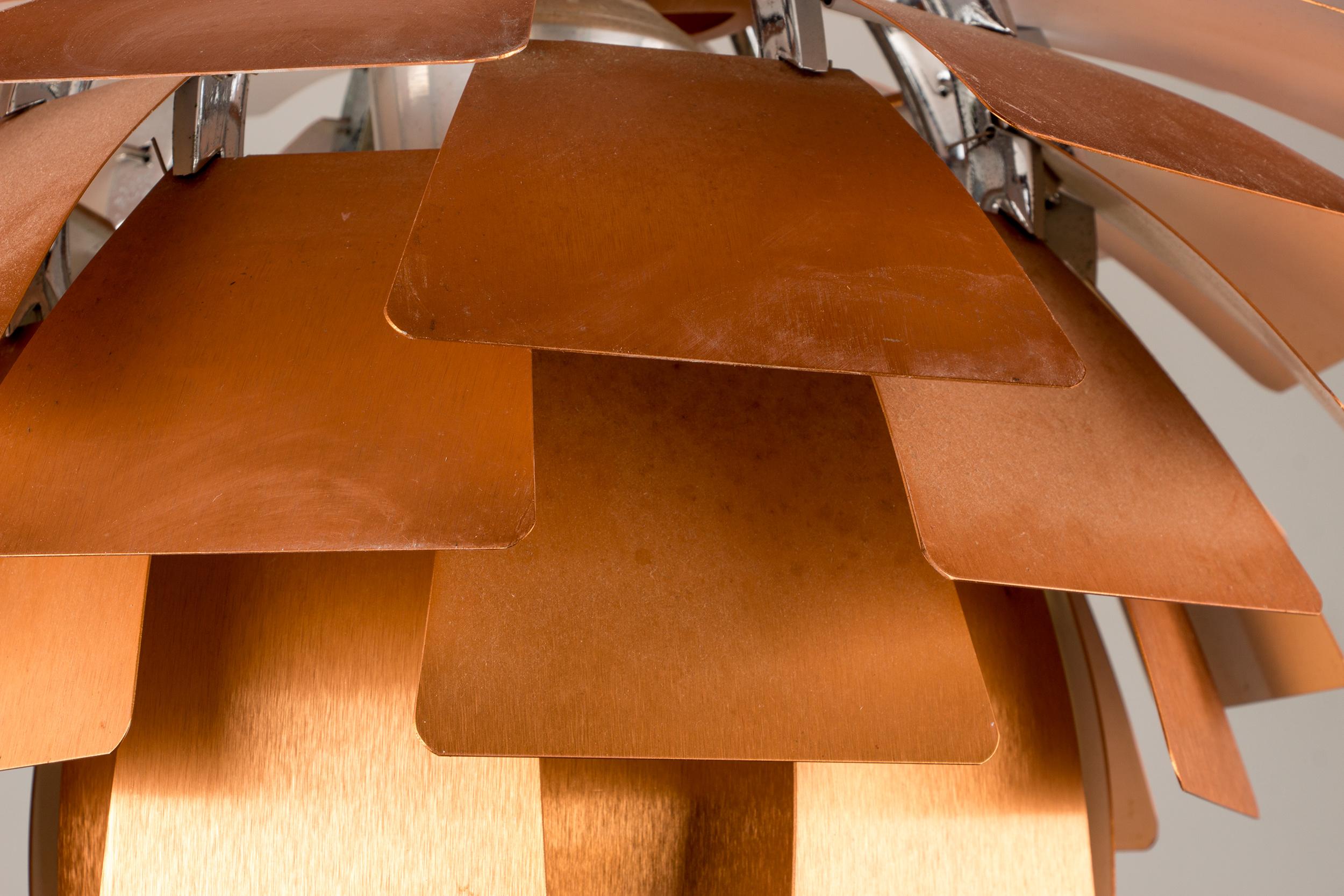 Metal Danish pendant light called PH “Artichoke” in copper metal by Poul Henningsen.