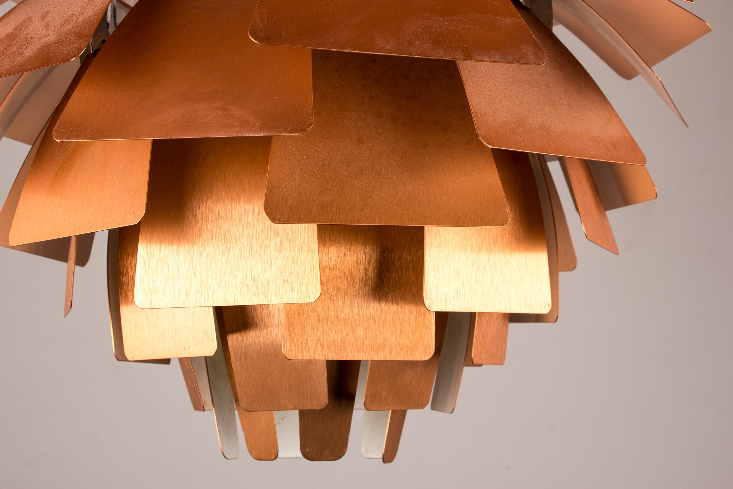 Danish pendant light called PH “Artichoke” in copper metal by Poul Henningsen. 1