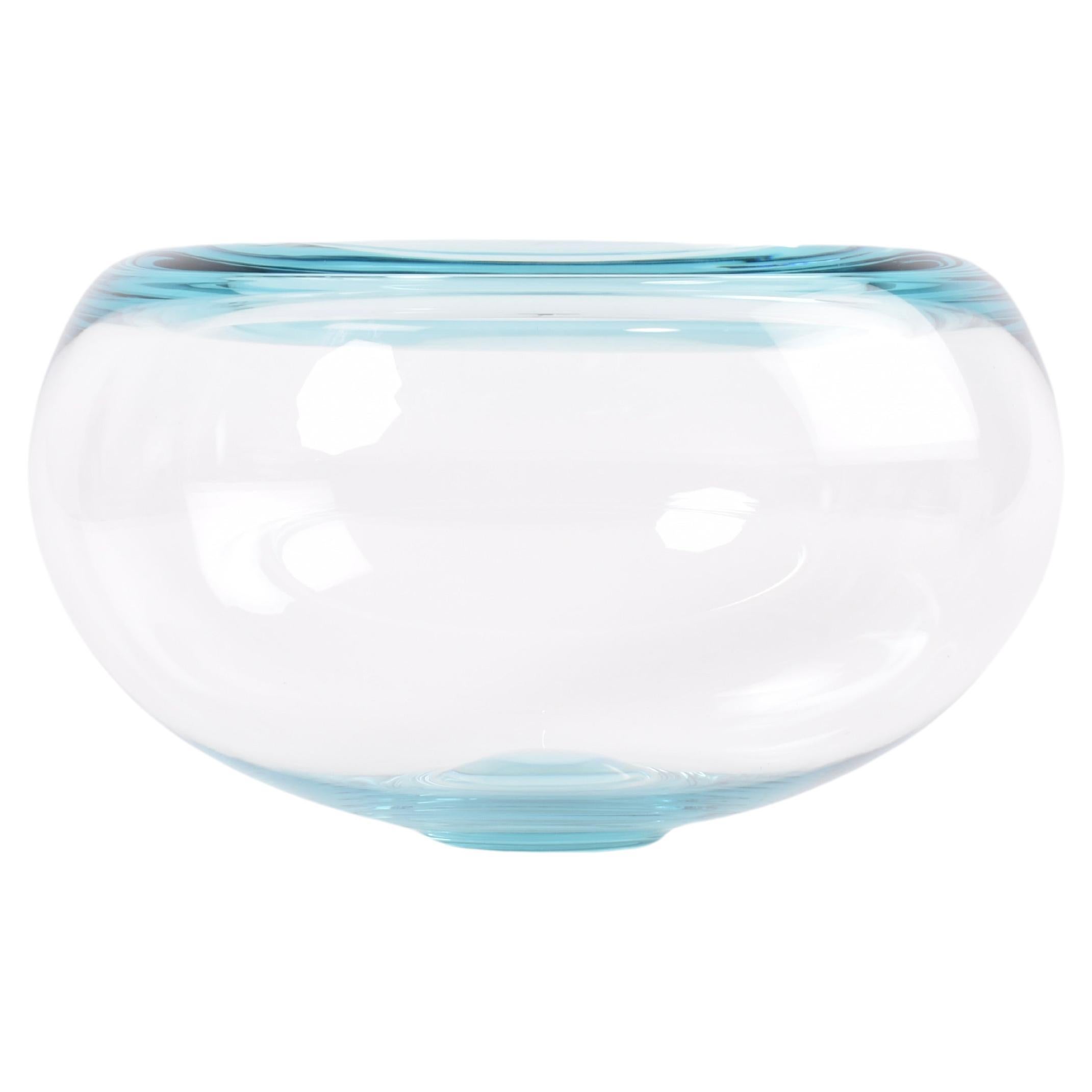 Danish Per Lütken for Holmegaard "Provence" Glass Bowl Aqua Blue, Modern Design For Sale