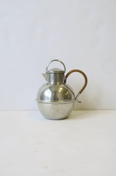 Danish Pewter Pitcher with Wicker Handle