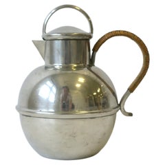 Danish Pewter Pitcher with Wicker Handle