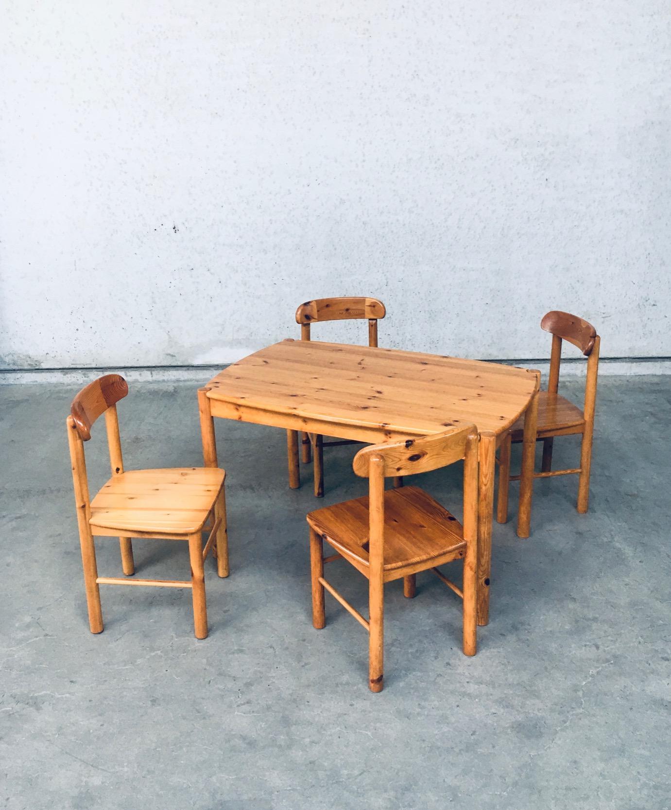 Mid-Century Modern Danish Pine Chairs & Table Set in the Style of Rainer Daumiller, Circa 1975 For Sale