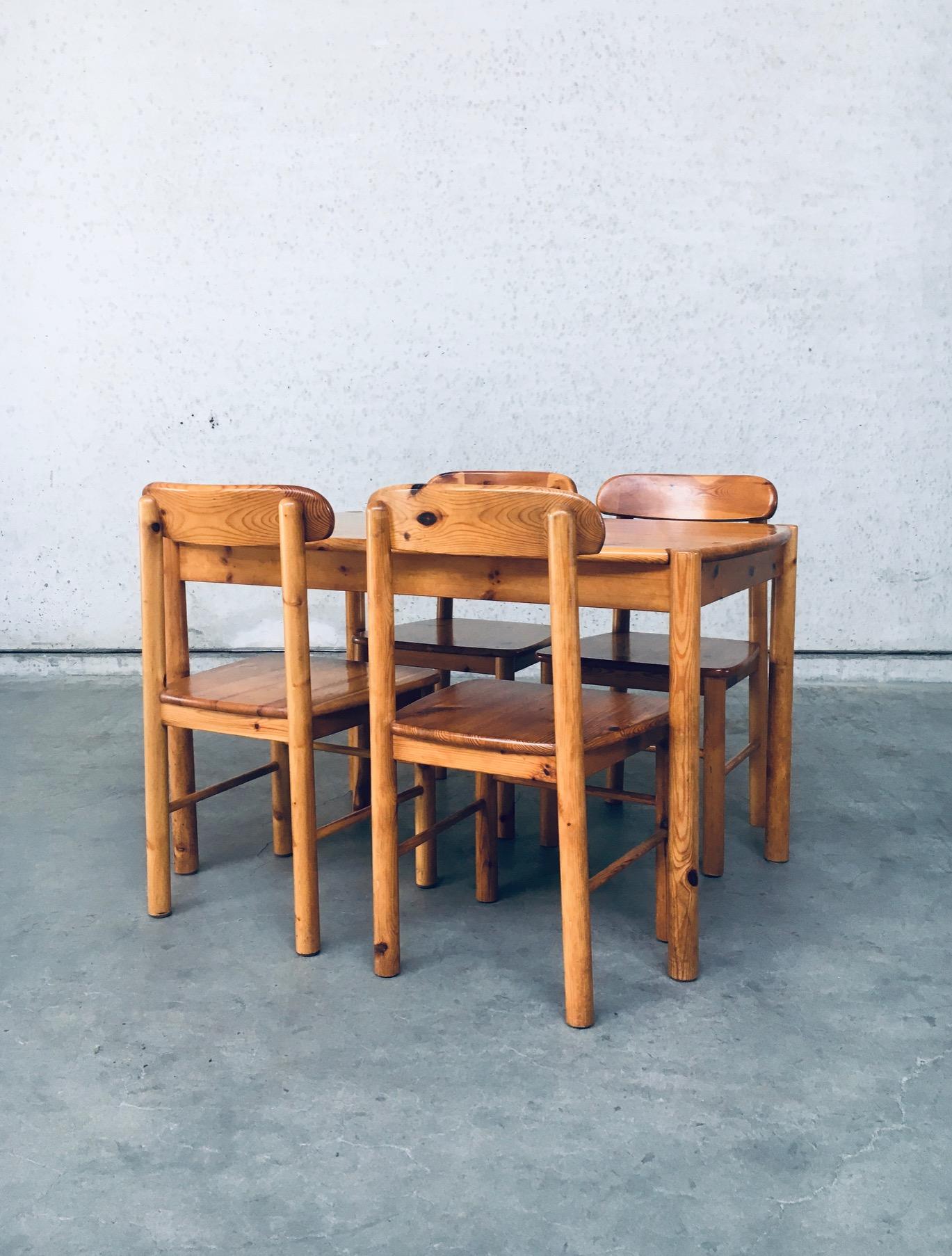 Dänische Kiefernholzstühle und Tischset im Stil von Rainer Daumiller, um 1975 im Zustand „Gut“ im Angebot in Oud-Turnhout, VAN