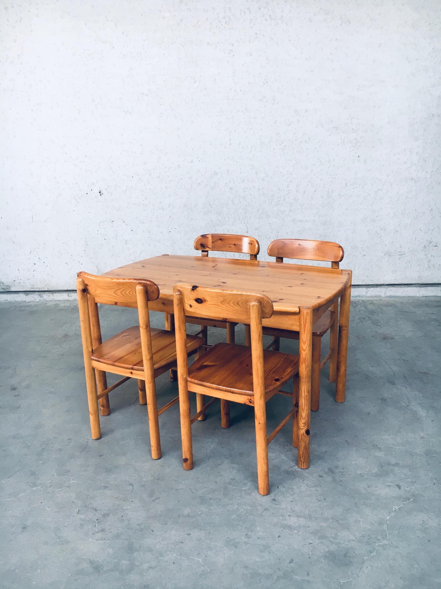 Dänische Kiefernholzstühle und Tischset im Stil von Rainer Daumiller, um 1975 (Ende des 20. Jahrhunderts) im Angebot