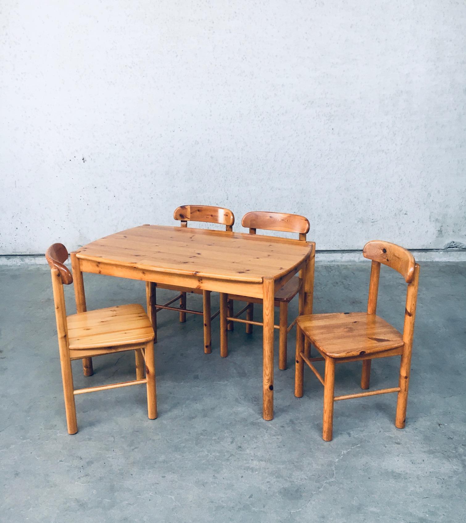 Dänische Kiefernholzstühle und Tischset im Stil von Rainer Daumiller, um 1975 im Angebot 1