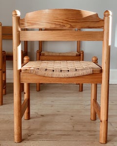 Danish 70s pine chairs with paper rush seat