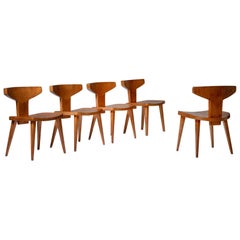 Danish Pine Dining Chairs by Jacob Kielland-Brandt, 1960s