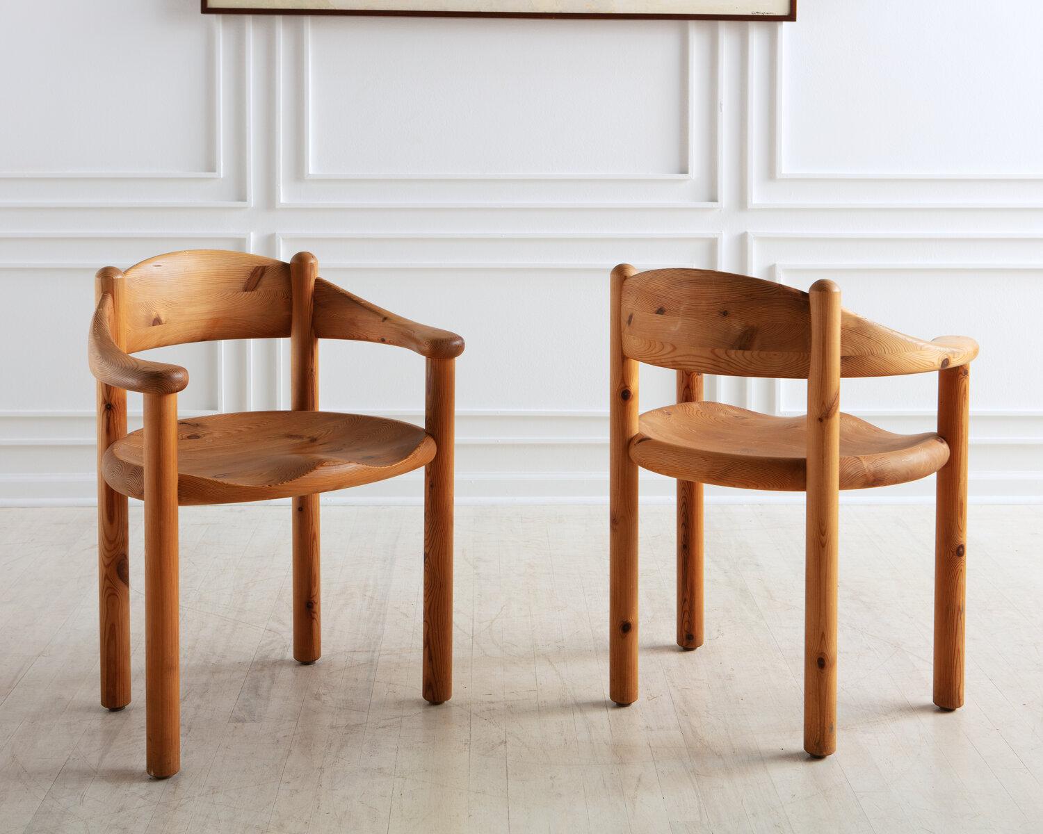 Mid-Century Modern Danish Pine Lounge Chairs by Rainer Daumiller