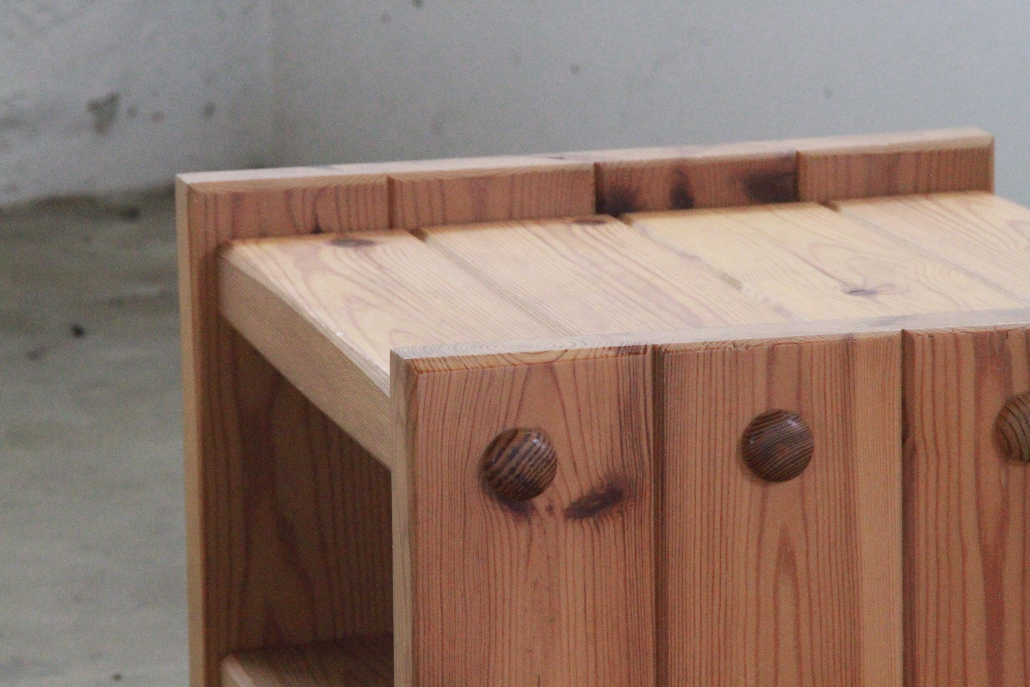 Danish Pine Nightstands, 1970s, bedside table 5
