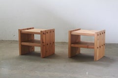 Danish Pine Nightstands, 1970s, bedside table