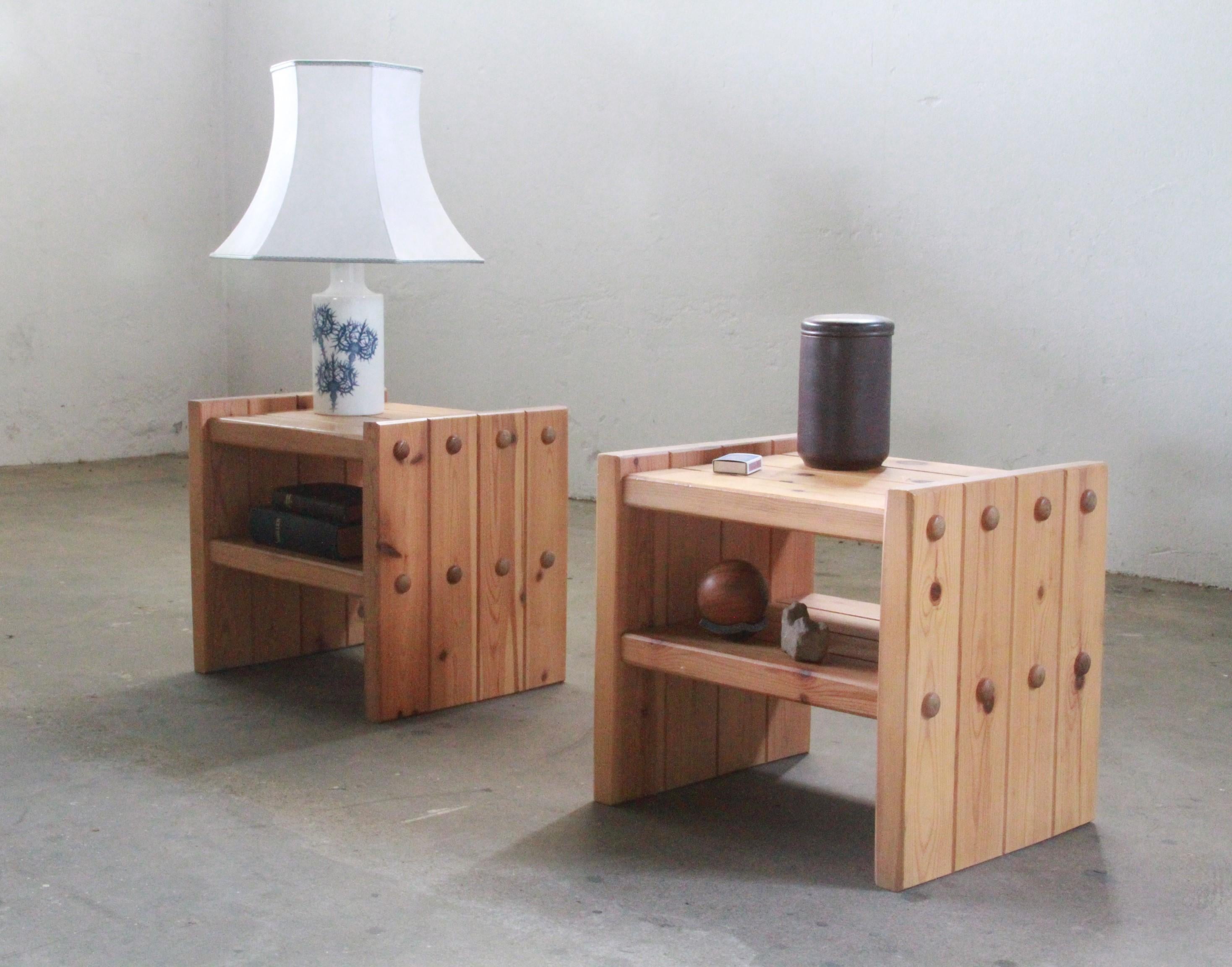 Mid-Century Modern Danish Pine Nightstands, 1970s, bedside table