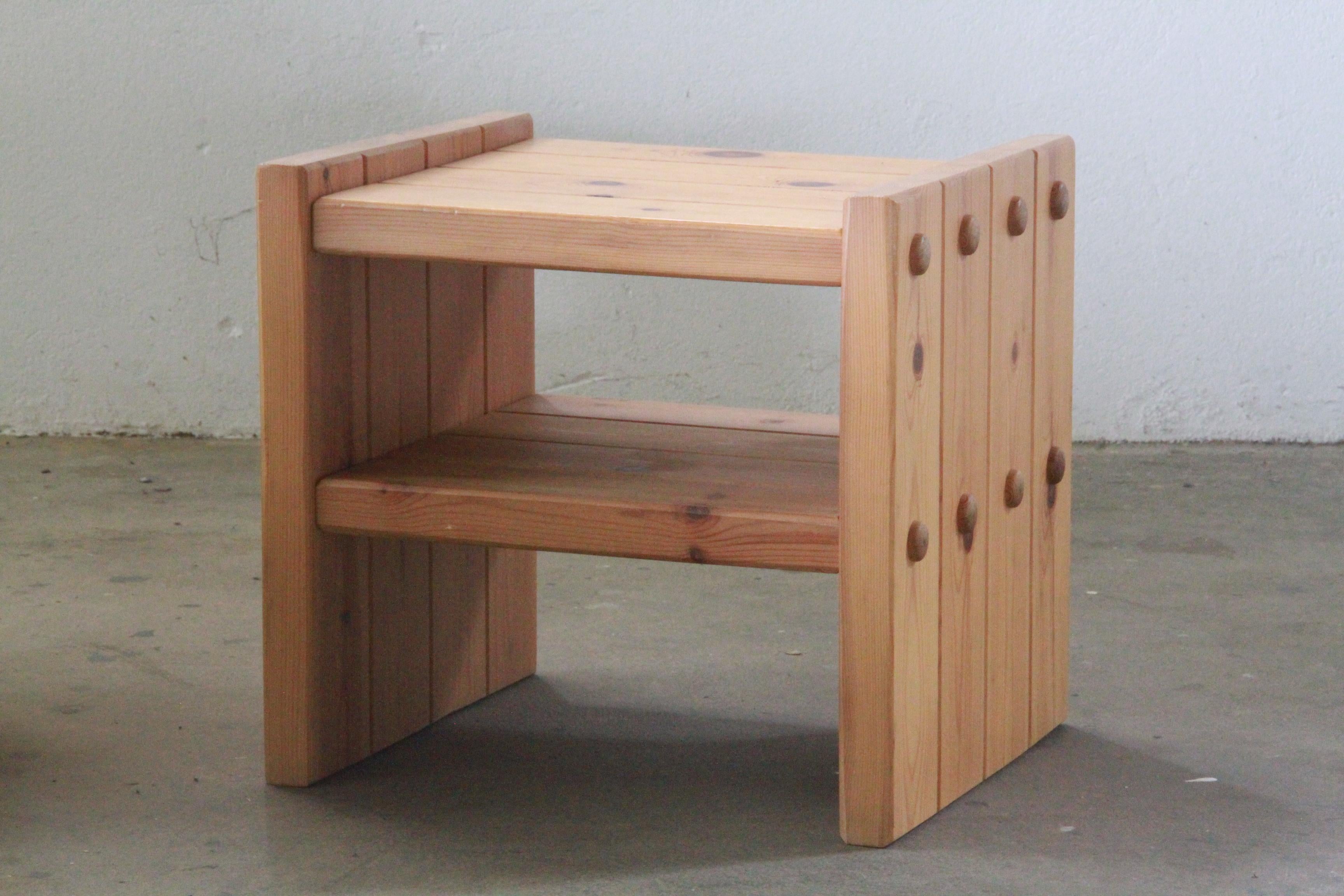 Danish Pine Nightstands, 1970s, bedside table 1