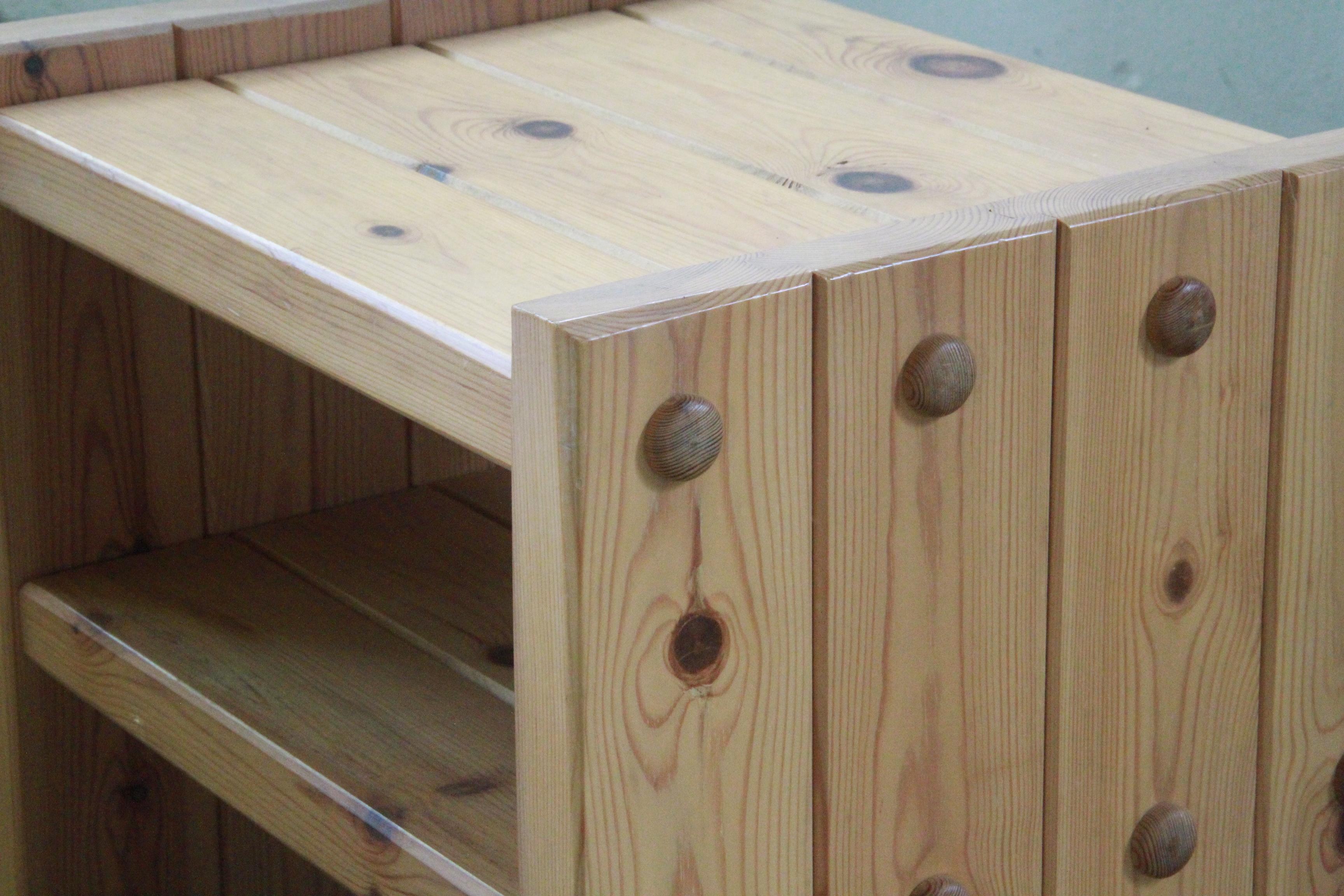 Danish Pine Nightstands, 1970s, bedside table 4