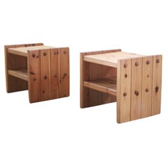 Danish Pine Nightstands, 1970s, bedside table