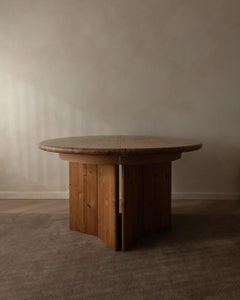 Danish Pine Round Extendable Dining Table From Modul Møbler, Vinderup A/S, 1980s