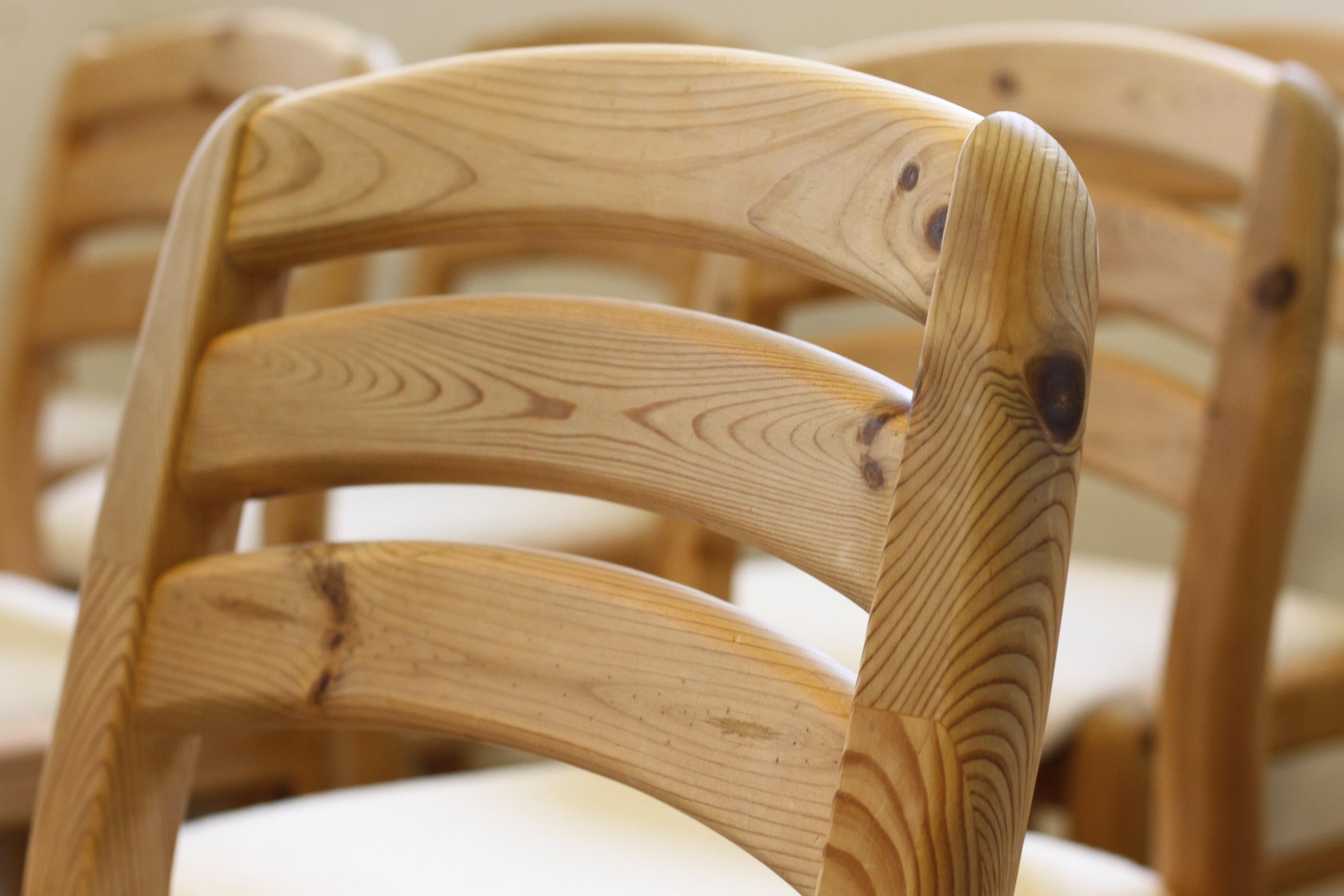 Fabric Danish Pine Wood Dining Chairs 1970s/80s by Dyrlund For Sale