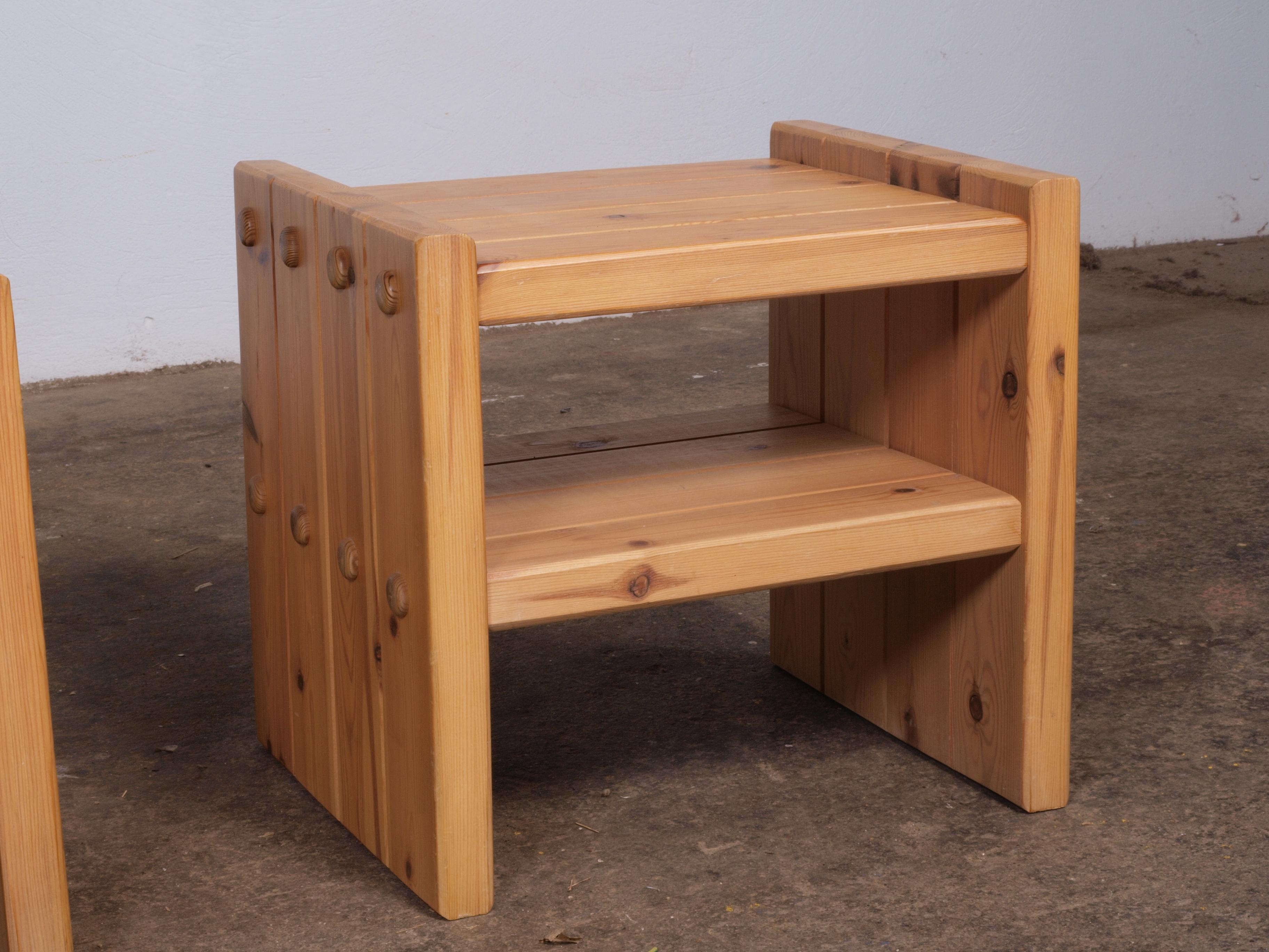 Danish Pine Wood Nightstand / Bedside Table For Sale 5
