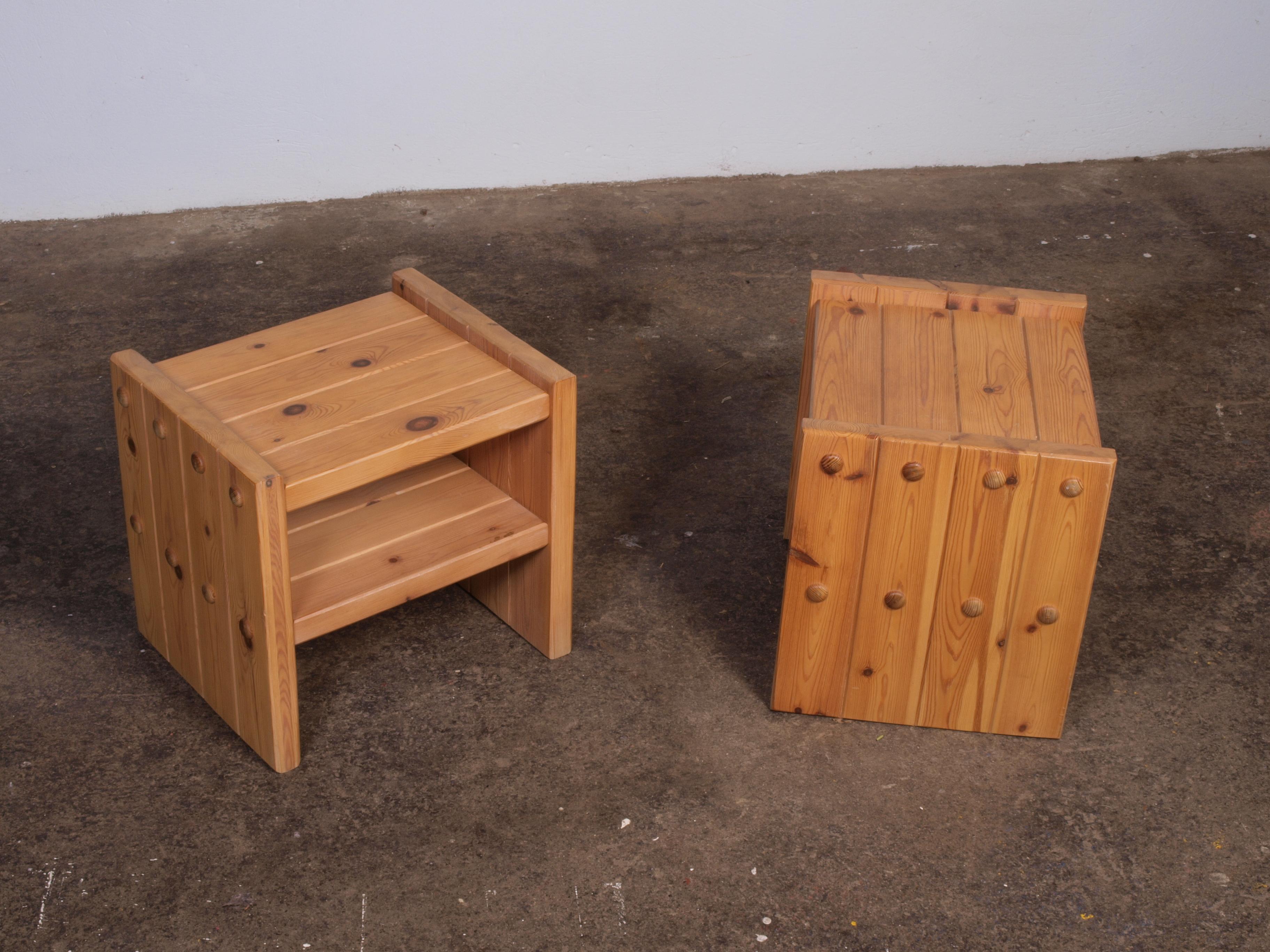 Danish Pine Wood Nightstand / Bedside Table For Sale 1