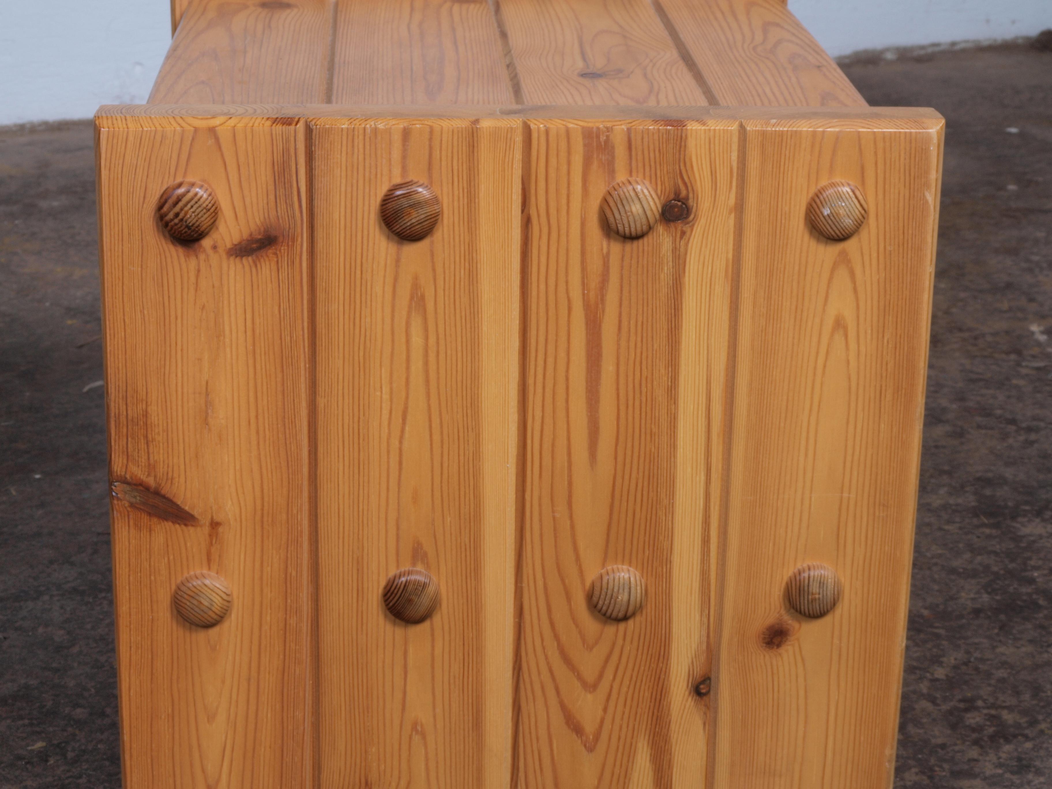 Danish Pine Wood Nightstand / Bedside Table For Sale 2