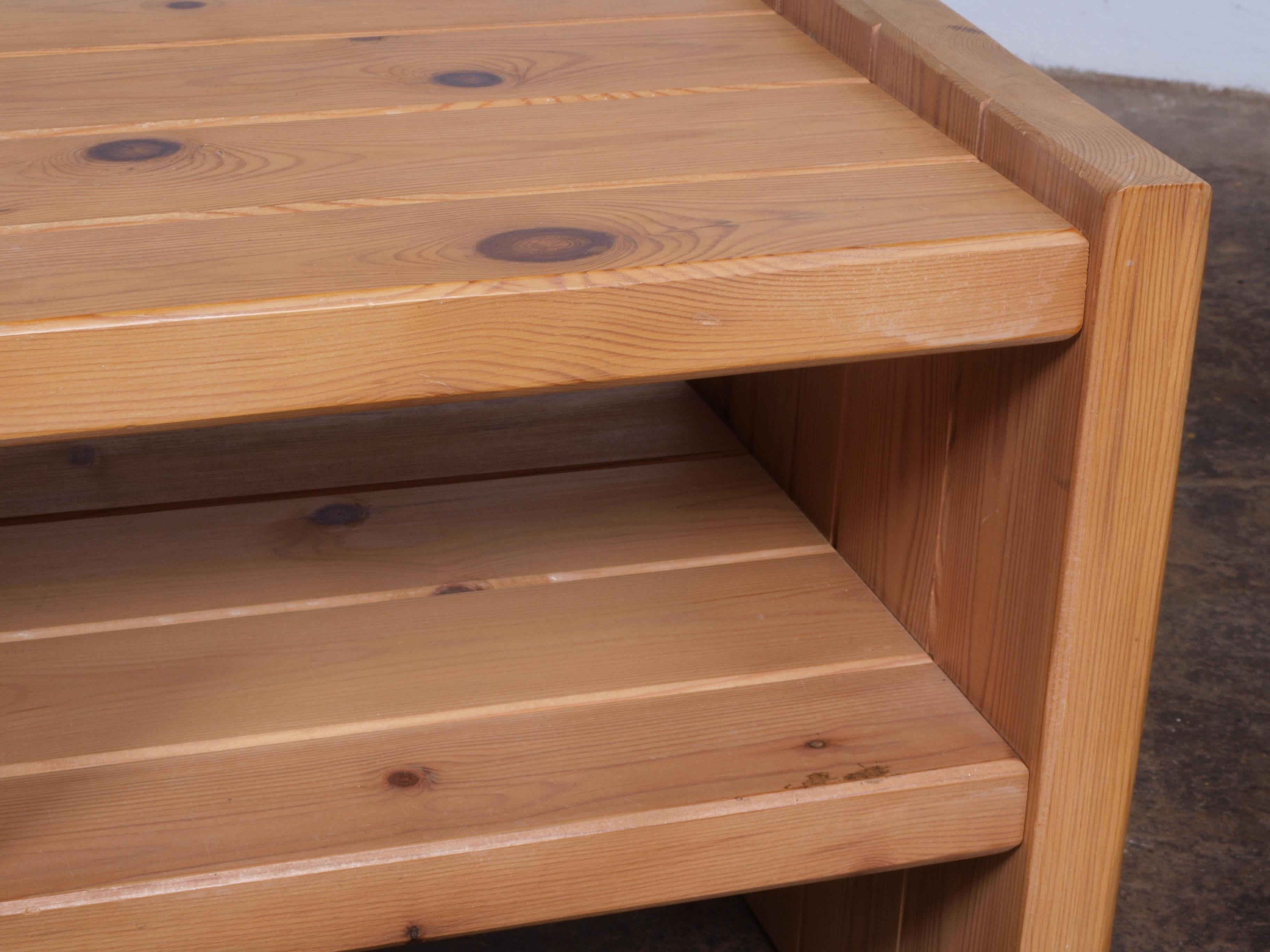 Danish Pine Wood Nightstand / Bedside Table For Sale 3