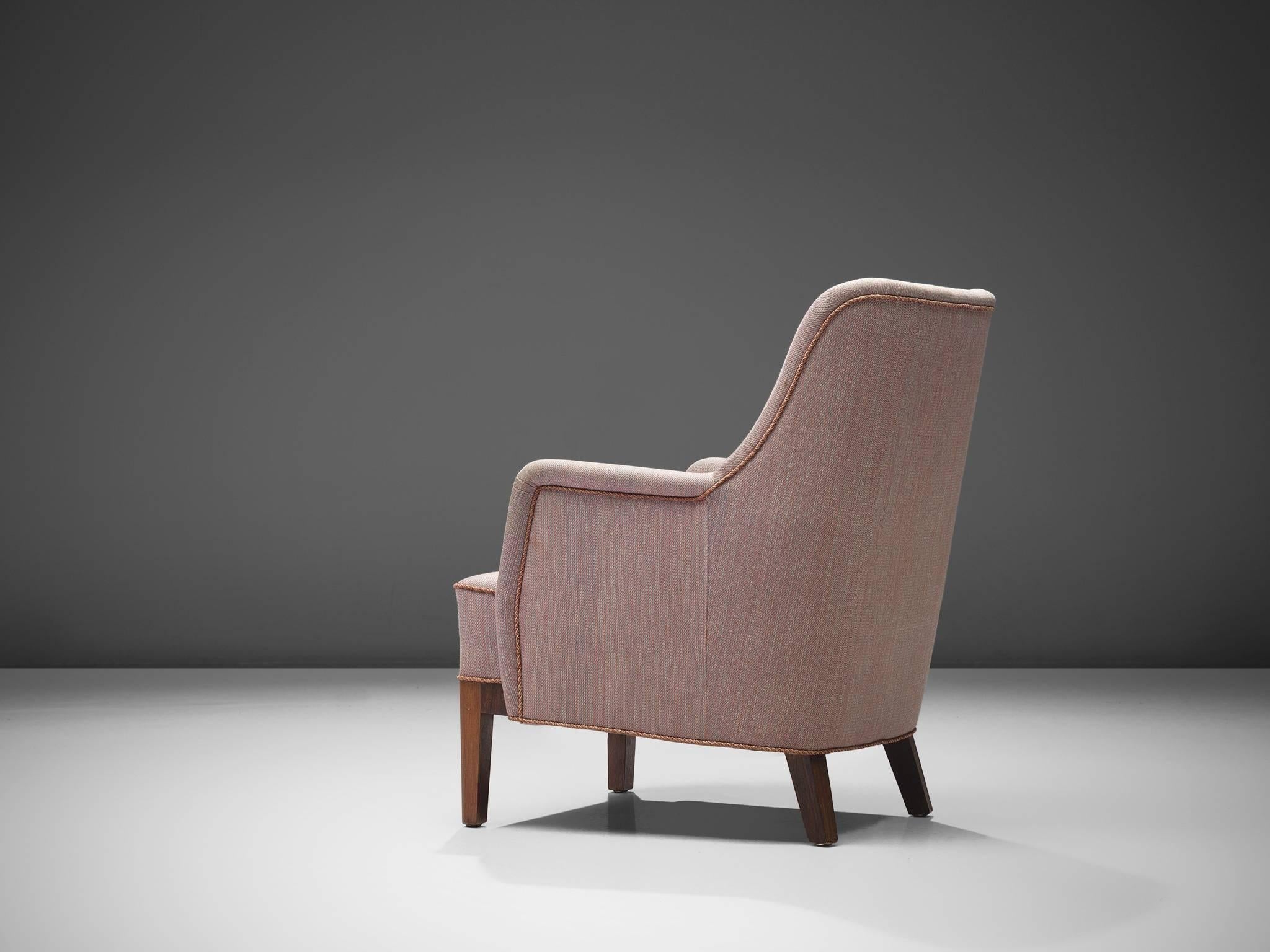 Scandinavian Modern Danish Pink Armchair with Rosewood