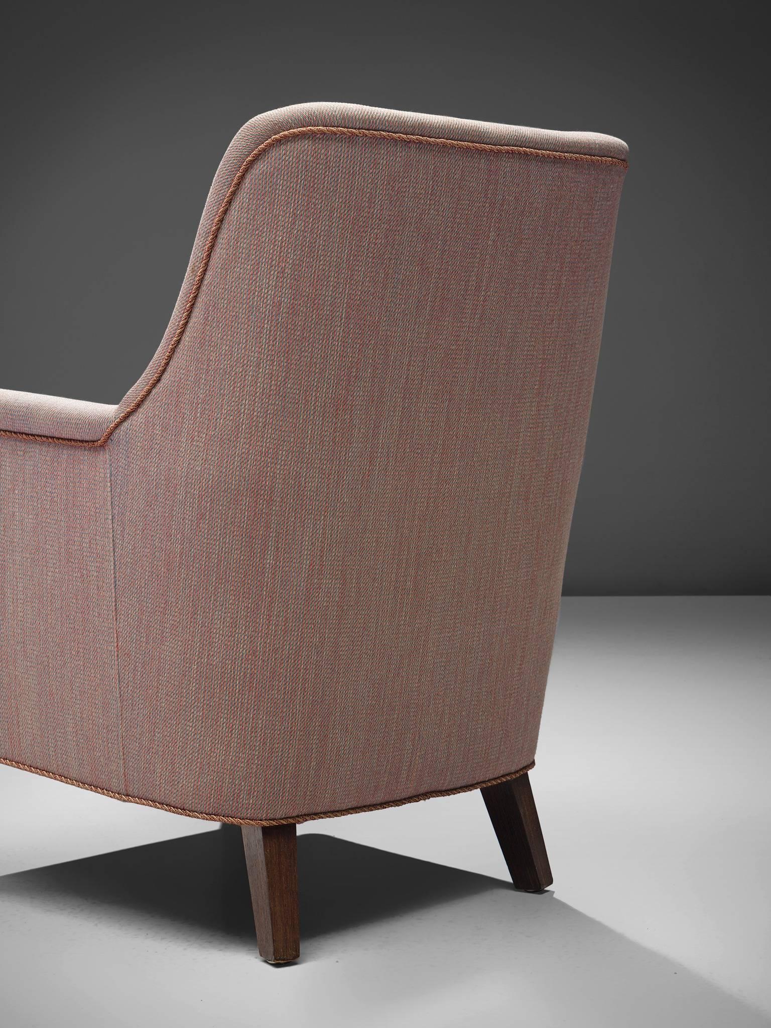 Mid-20th Century Danish Pink Armchair with Rosewood