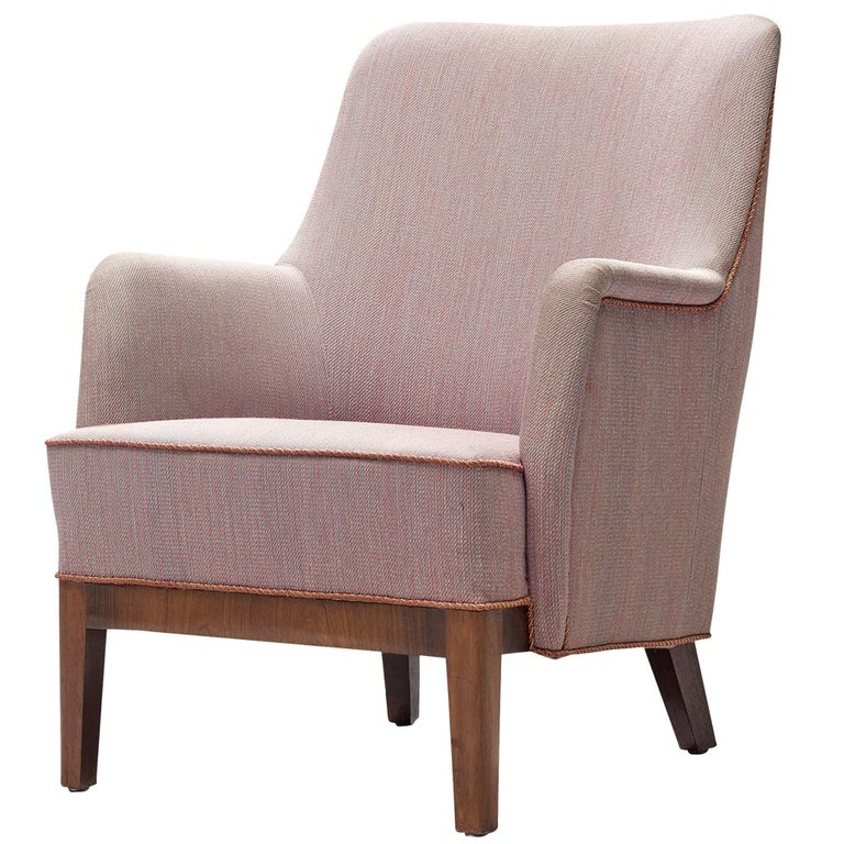 Danish Pink Armchair with Rosewood For Sale at 1stdibs
