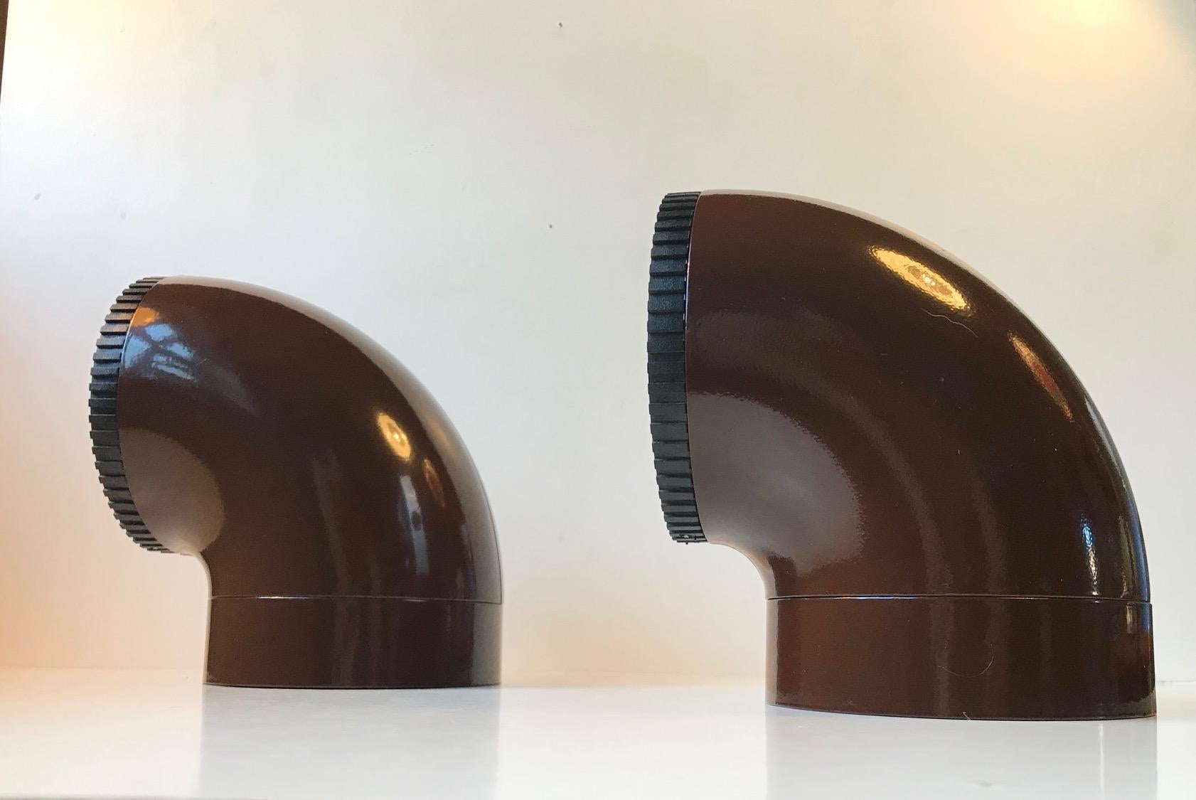 Danish Pipe in or Outdoor Sconces by Ole Pless for Nordisk Solar, 1970s Set of 2 In Good Condition In Esbjerg, DK