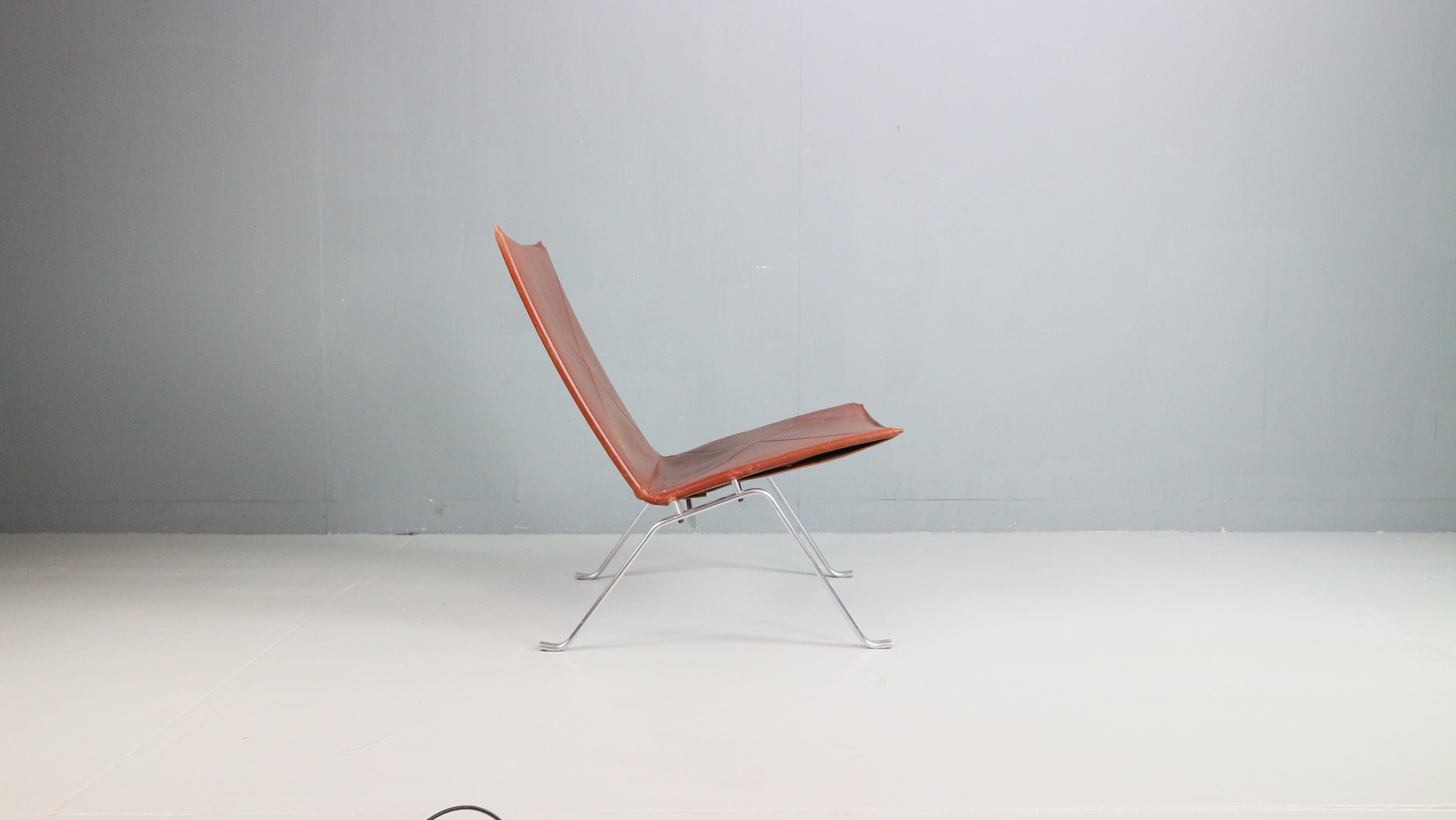 Scandinavian Modern Danish PK22 Leather Easy Chair by Poul Kjaerholm for E. Kold Christensen, 1956