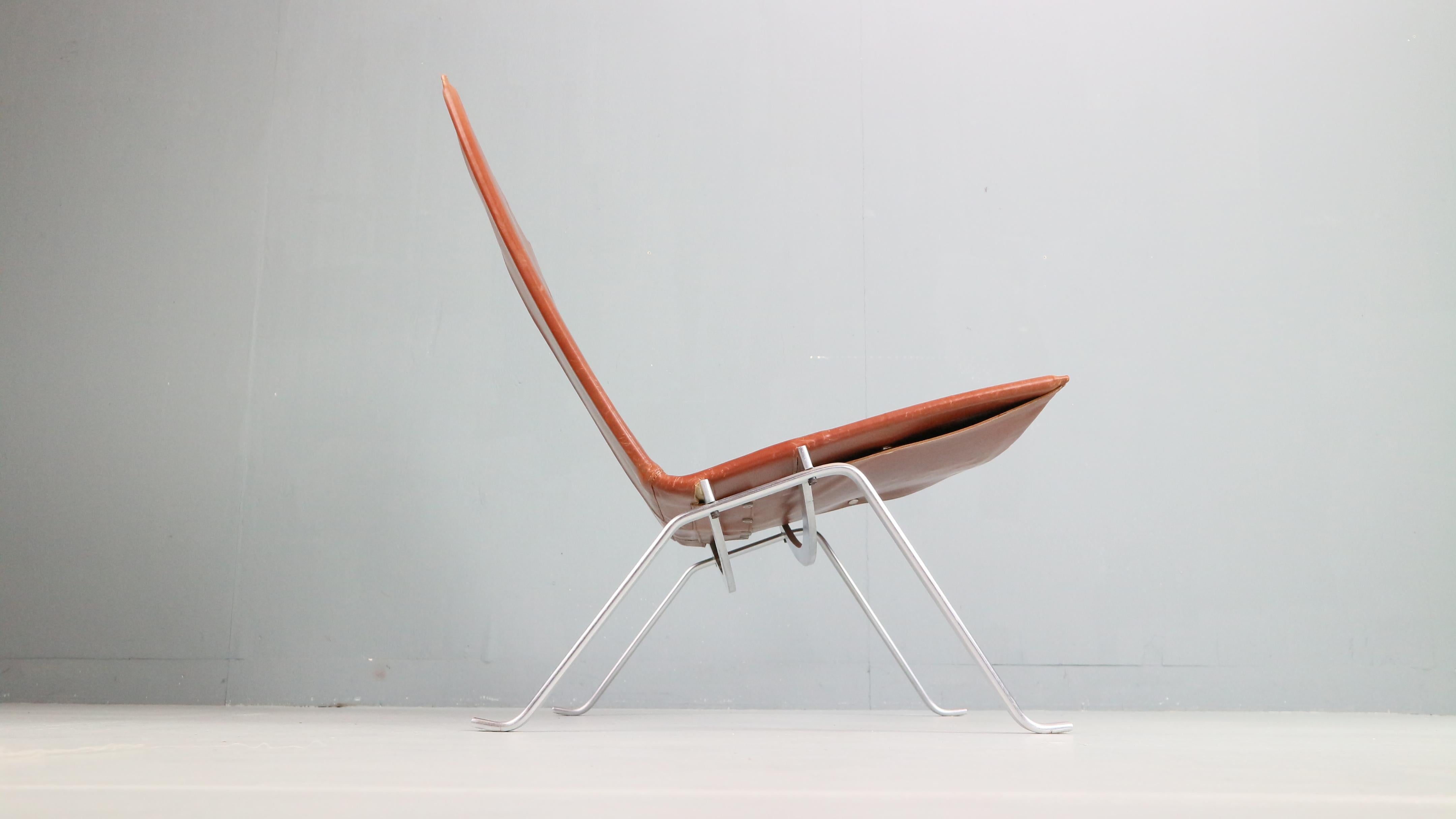 Danish PK22 Leather Easy Chair by Poul Kjaerholm for E. Kold Christensen, 1956 In Good Condition In The Hague, NL