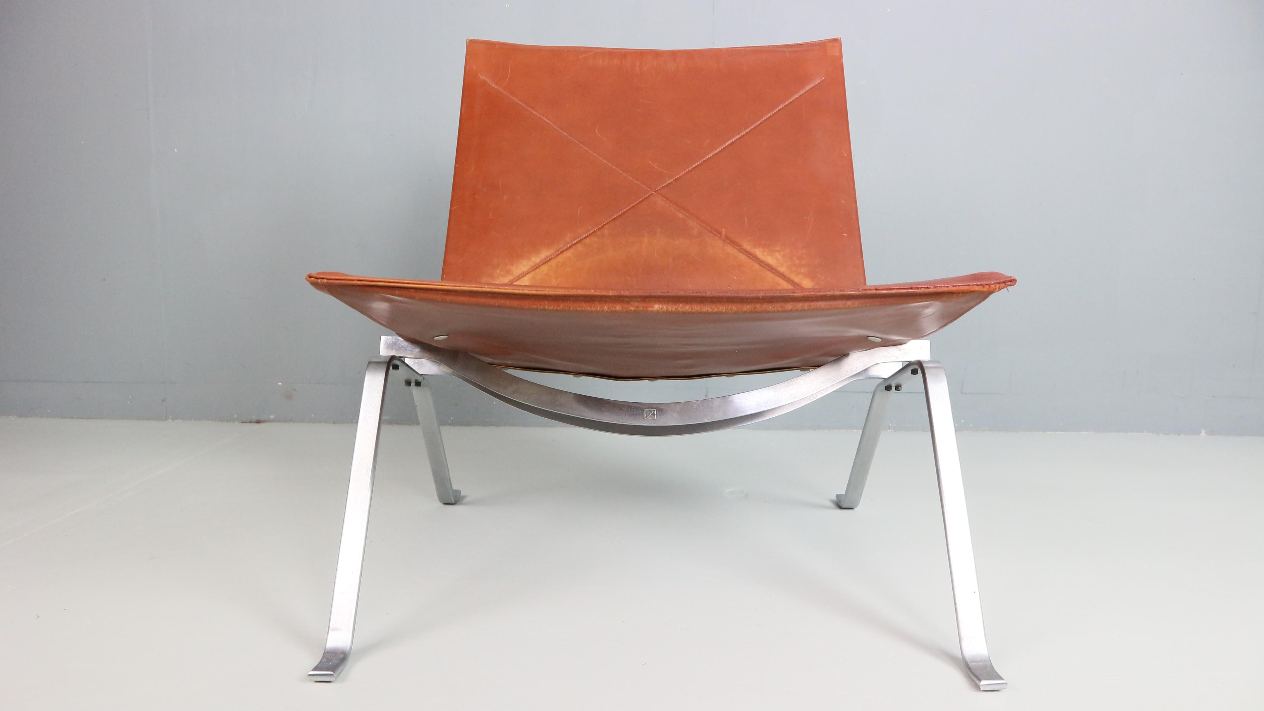 Danish PK22 Leather Easy Chair by Poul Kjaerholm for E. Kold Christensen, 1956 1