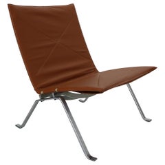 Danish PK22 Leather Easy Chair by Poul Kjaerholm for E. Kold Christensen, 1956